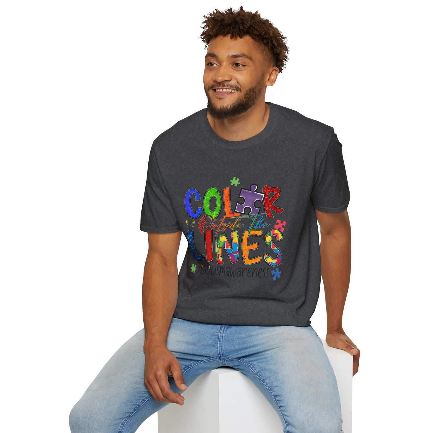 Color Outside the Lines Unisex T-Shirt for Autism Awareness