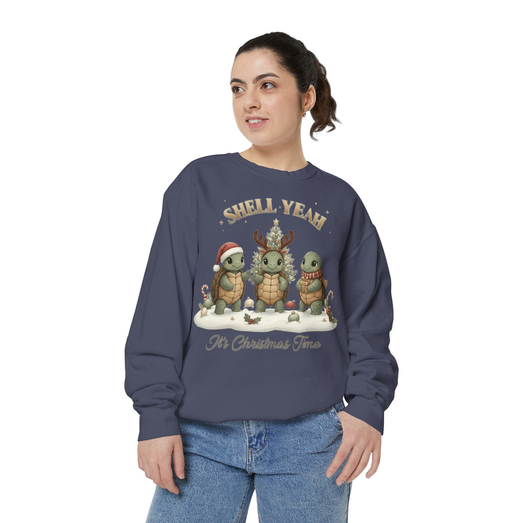 Christmas Turtle Sweatshirt  "Shell Yeah, It’s Christmas Time" Holiday Pullover