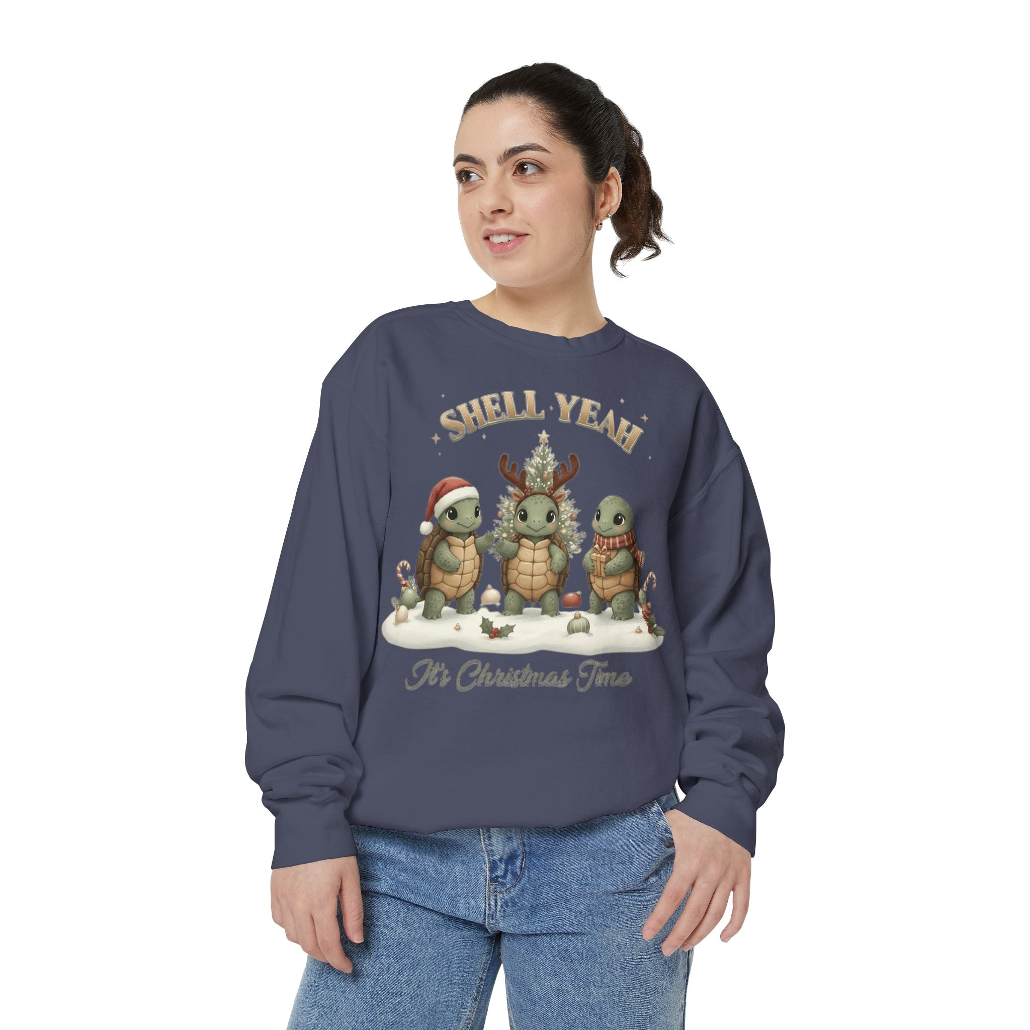 Christmas Turtle Sweatshirt  "Shell Yeah, It’s Christmas Time" Holiday Pullover