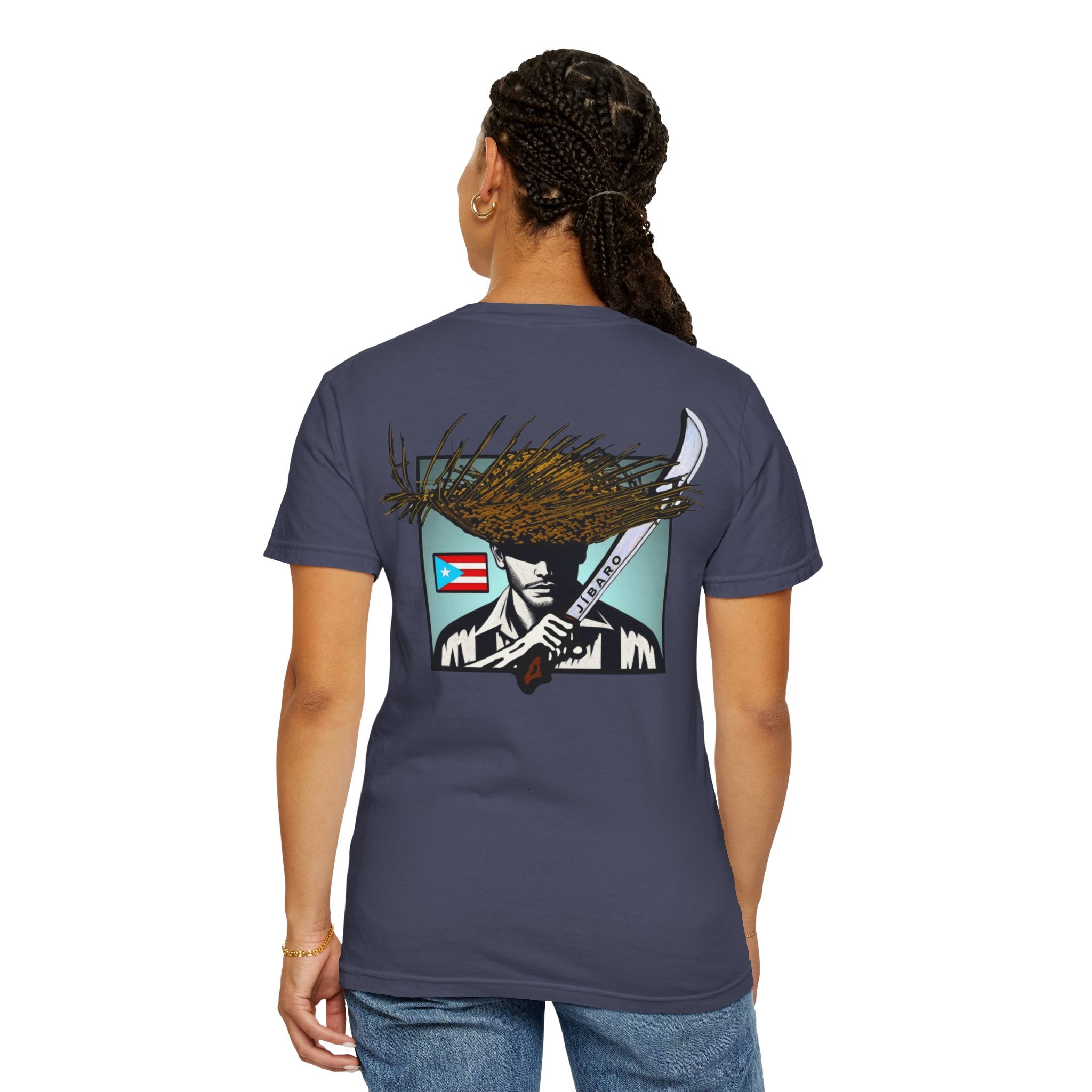 T-Shirt  "Jíbaro" Puerto Rican Heritage Tee (Back Machete  Sombrero de Paja Design) Puerto Rico’s Navidades