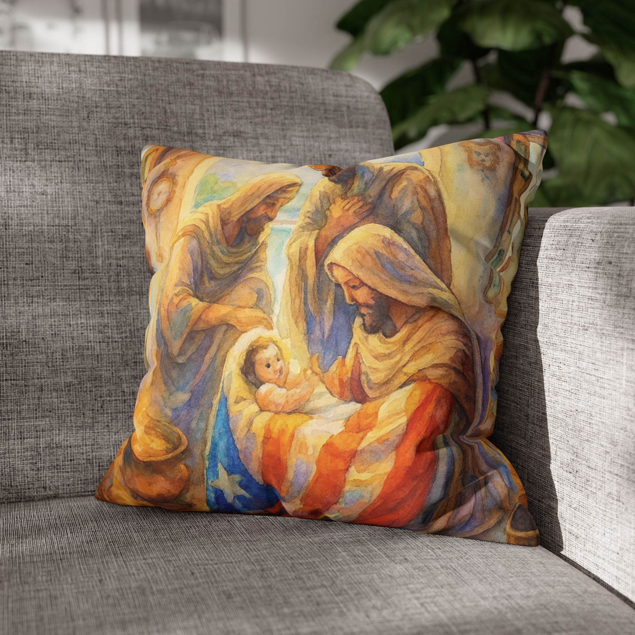 The Tree Kings with  Baby Jesus Decorative Pillow los Tres Reyes Magos Puerto Rico Culture Pillow