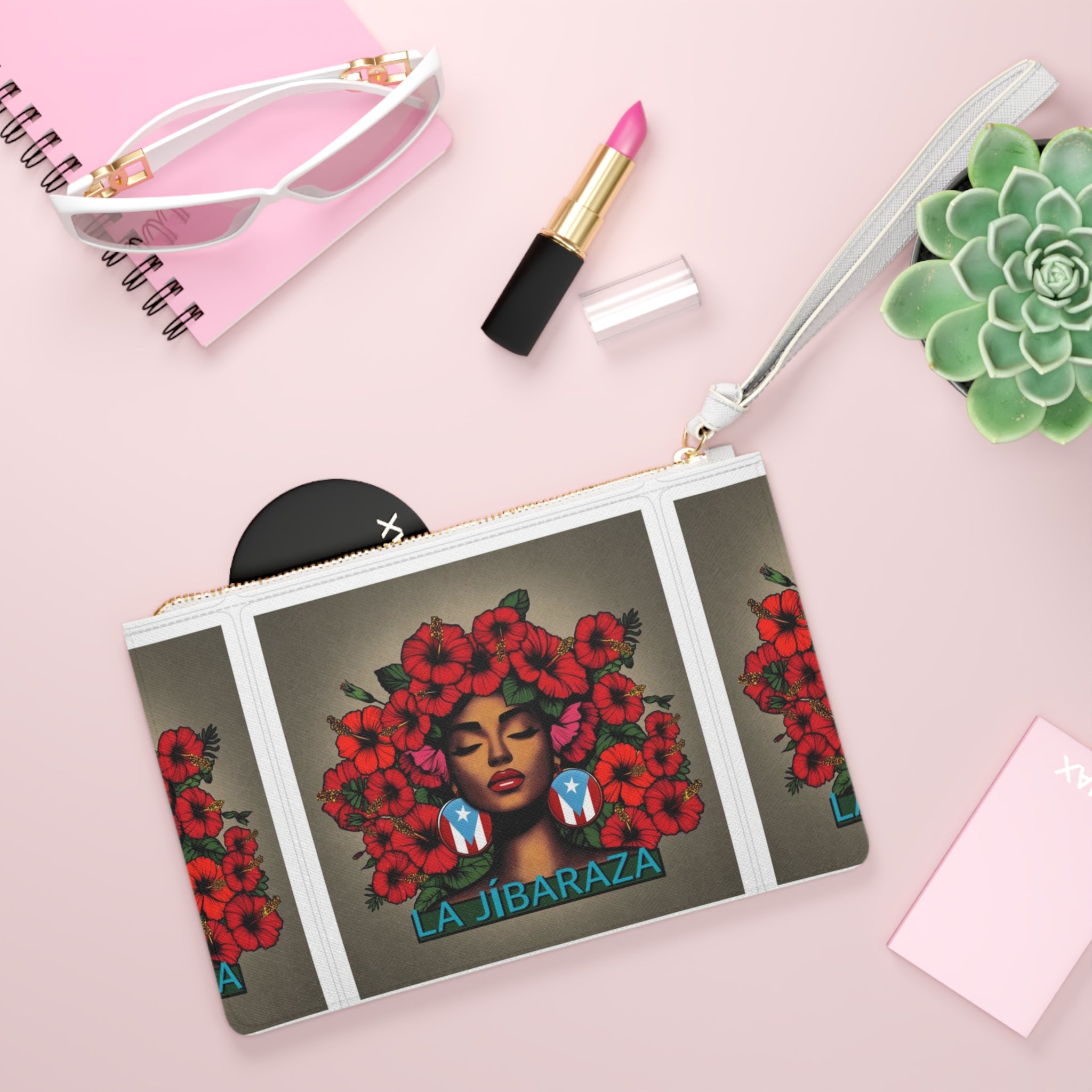 Puerto Rico, holidays, motivation. Clutch  La Jíbaraza Floral Puerto Rican Pride Clutch