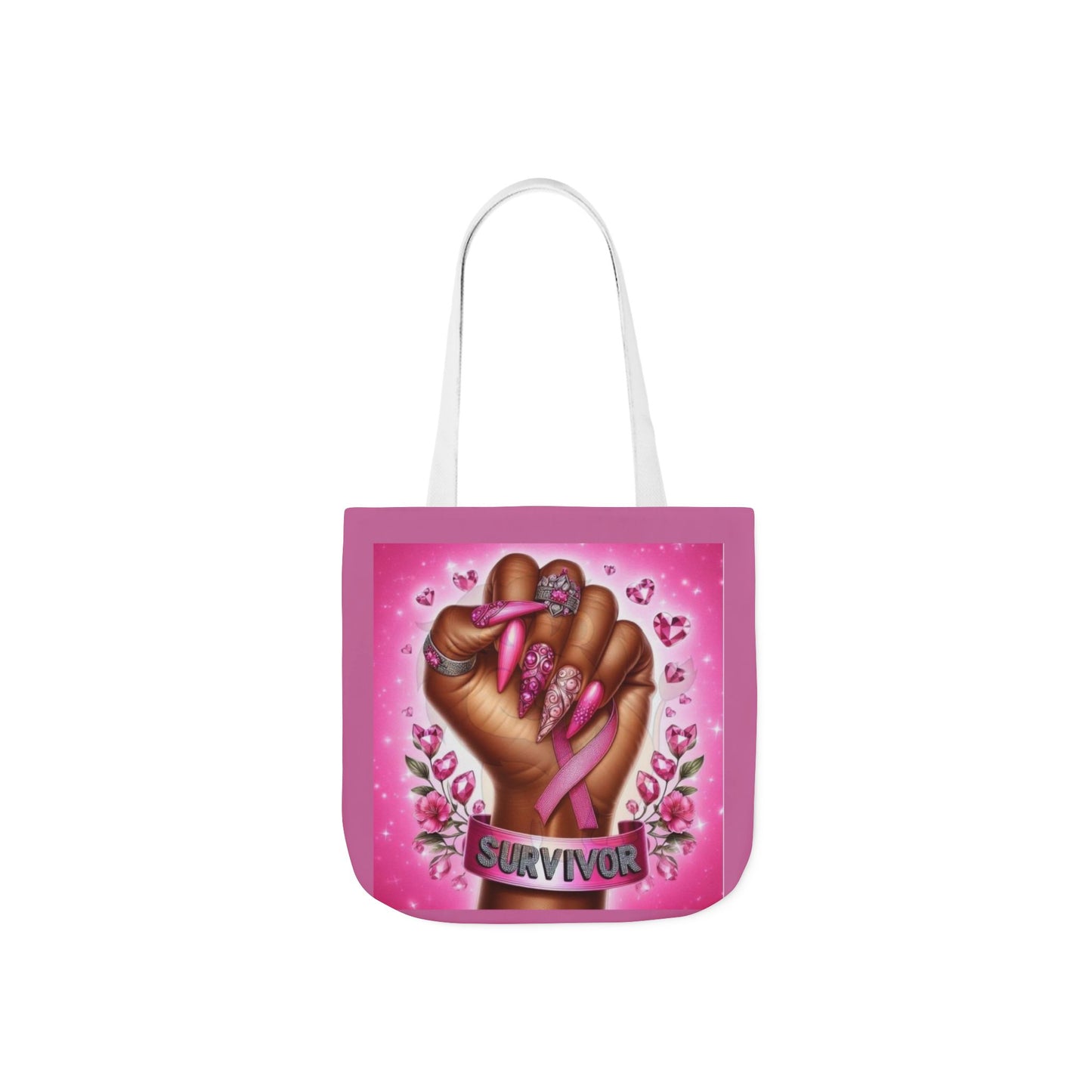 Breast Cancer Survivor Tote Bag  Pink Ribbon Empowerment Canvas Tote