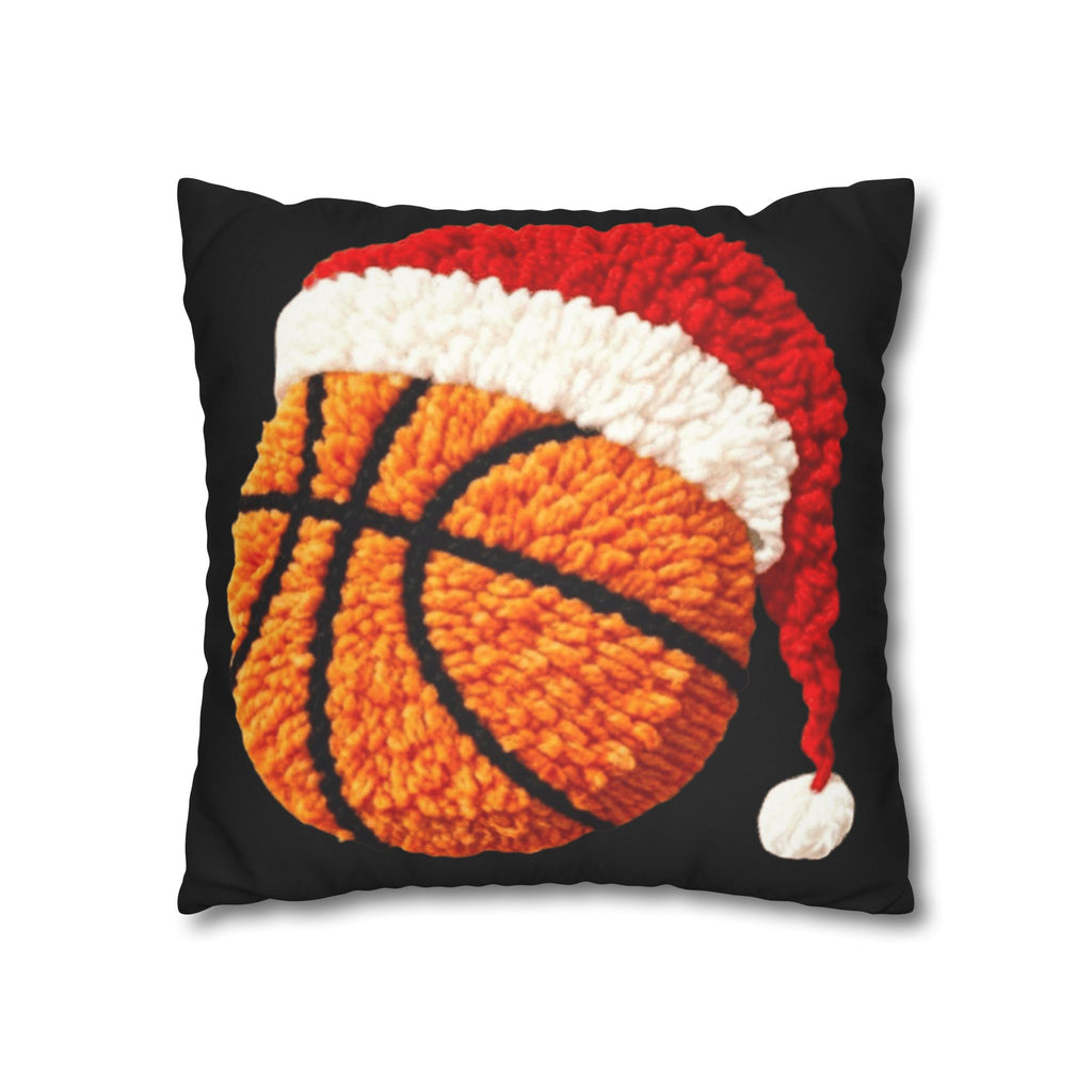 Basketball Christmas Pillowcase — Faux Suede Square Throw Pillow Cover