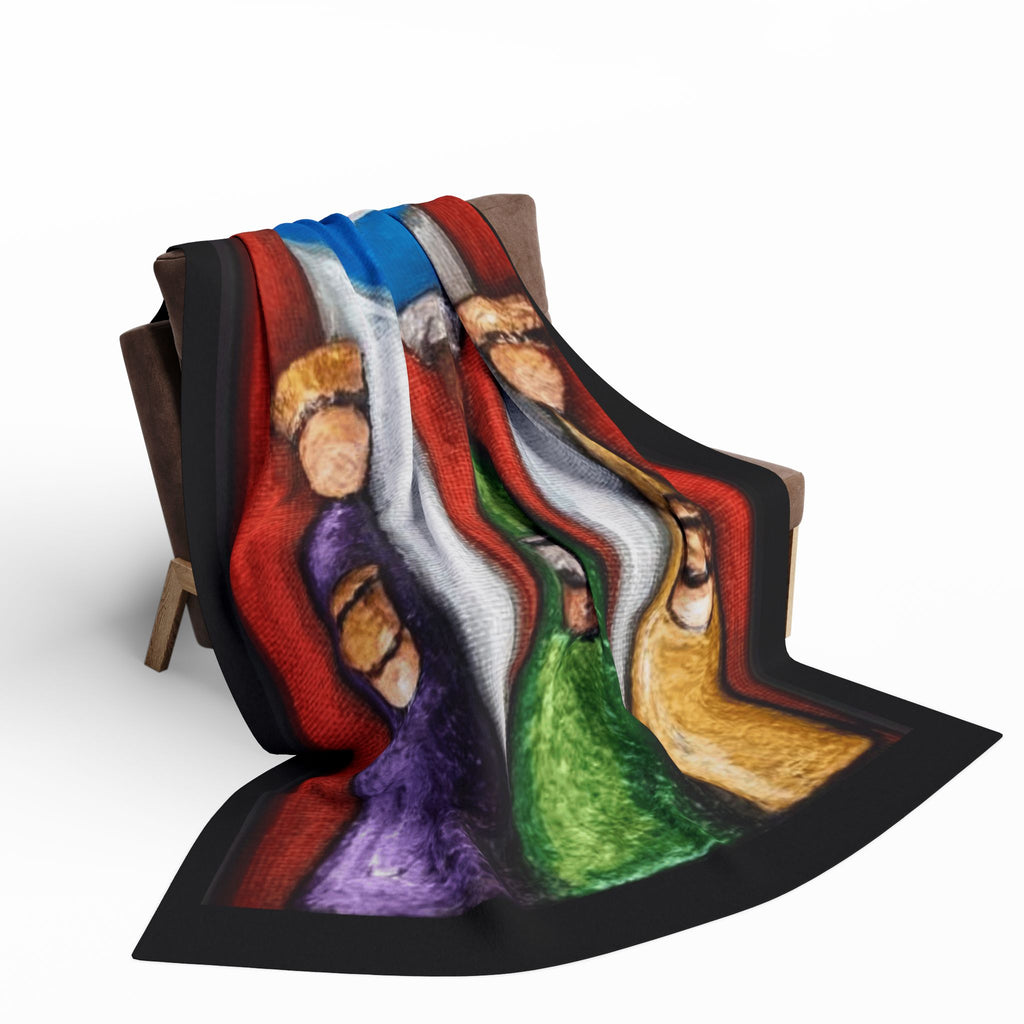 Puerto Rican Flag Nativity Fleece Blanket Three Kings Day Navidad Boricua