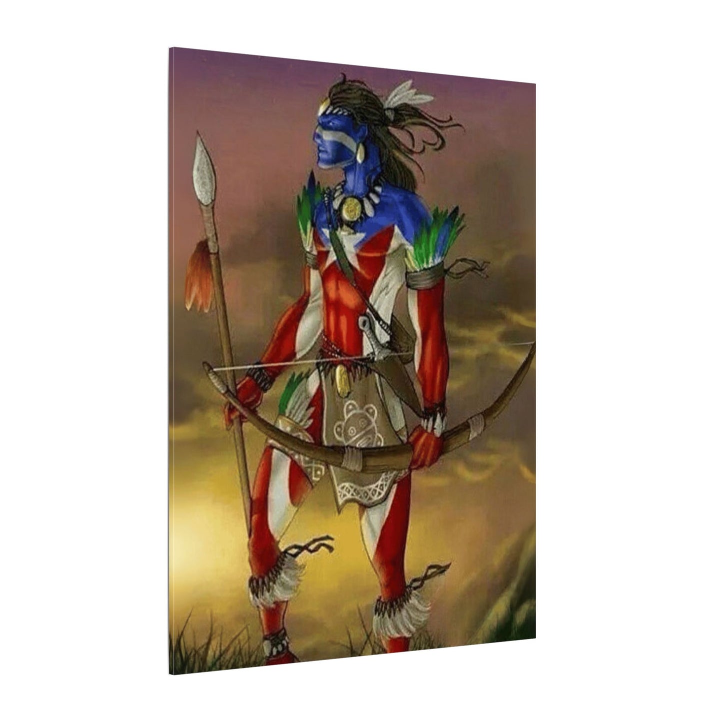 Borikén Rooted in Culture, Radiating Power Tribal Puerto Rico Warrior Canvas Art, Taino Wall Decor, Boho, Unique Gift for Collectors, Cultural Prints