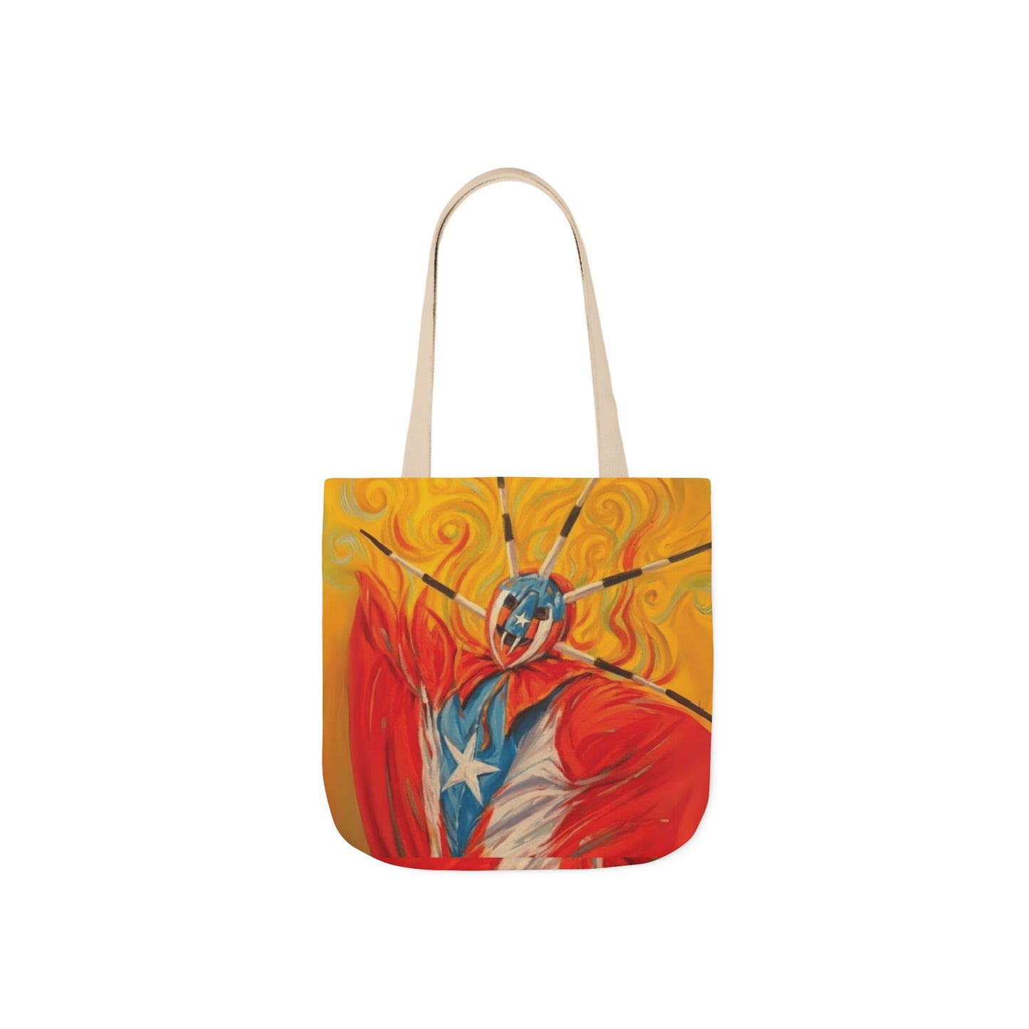 Tropical Love: Tote Bags with Puerto Rican Designs" Puerto Rico Vibrant  Tote Bag, 5-Color Straps