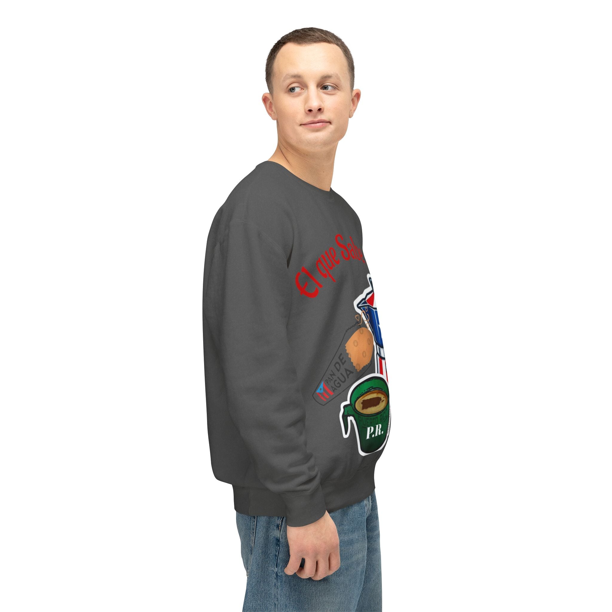 Crewneck Sweatshirt — "El que Sabe Sabe" Puerto Rico Coffee Design