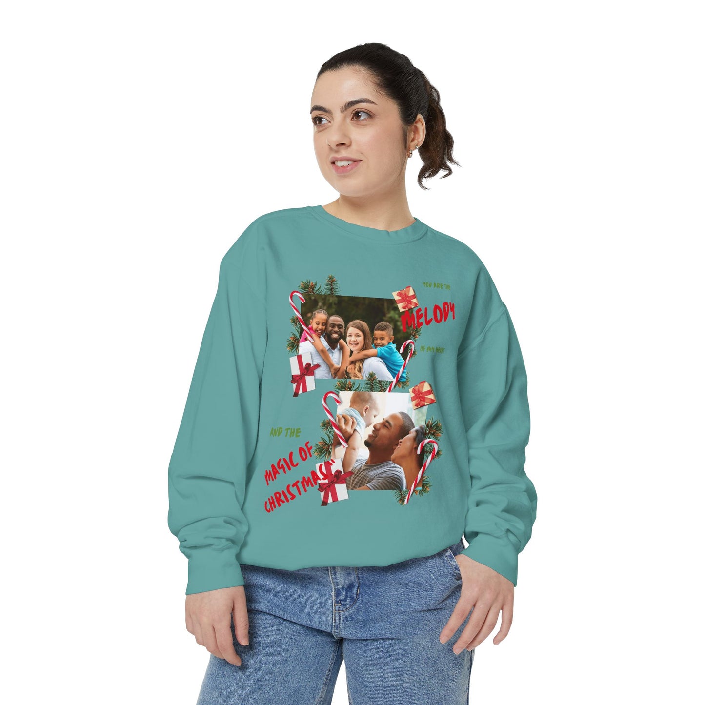 Personalized Christmas Photo Sweatshirt – “You Are the Melody” Holiday Crewneck