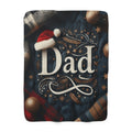 Dad Sherpa Fleece Blanket  Cozy Holiday Gift for Dad (Christmas Knit Design)