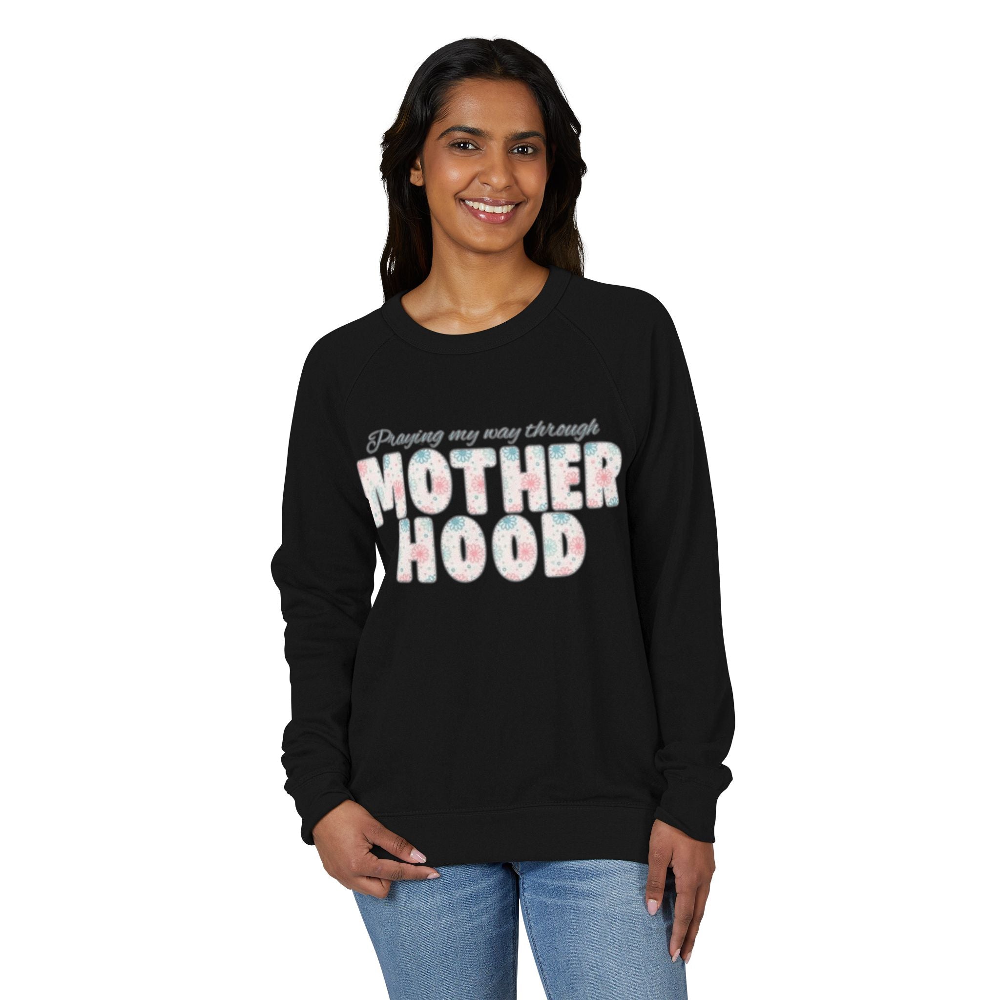 Motherhood Crewneck Sweatshirt  'Blessed with the Chaos' Raglan Pullover for Moms