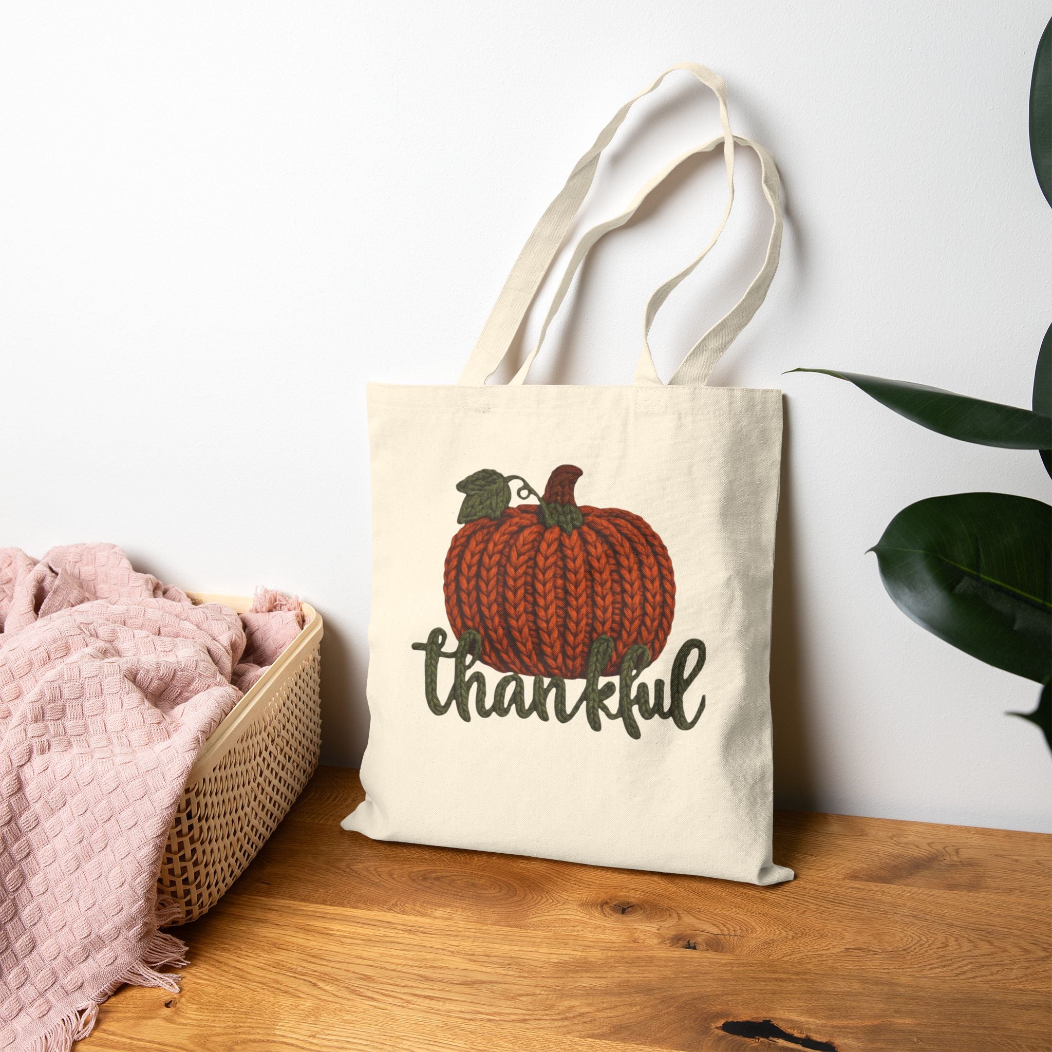 Thankful Pumpkin Tote Bag Christmas Tote Bag  Festive Holiday Design