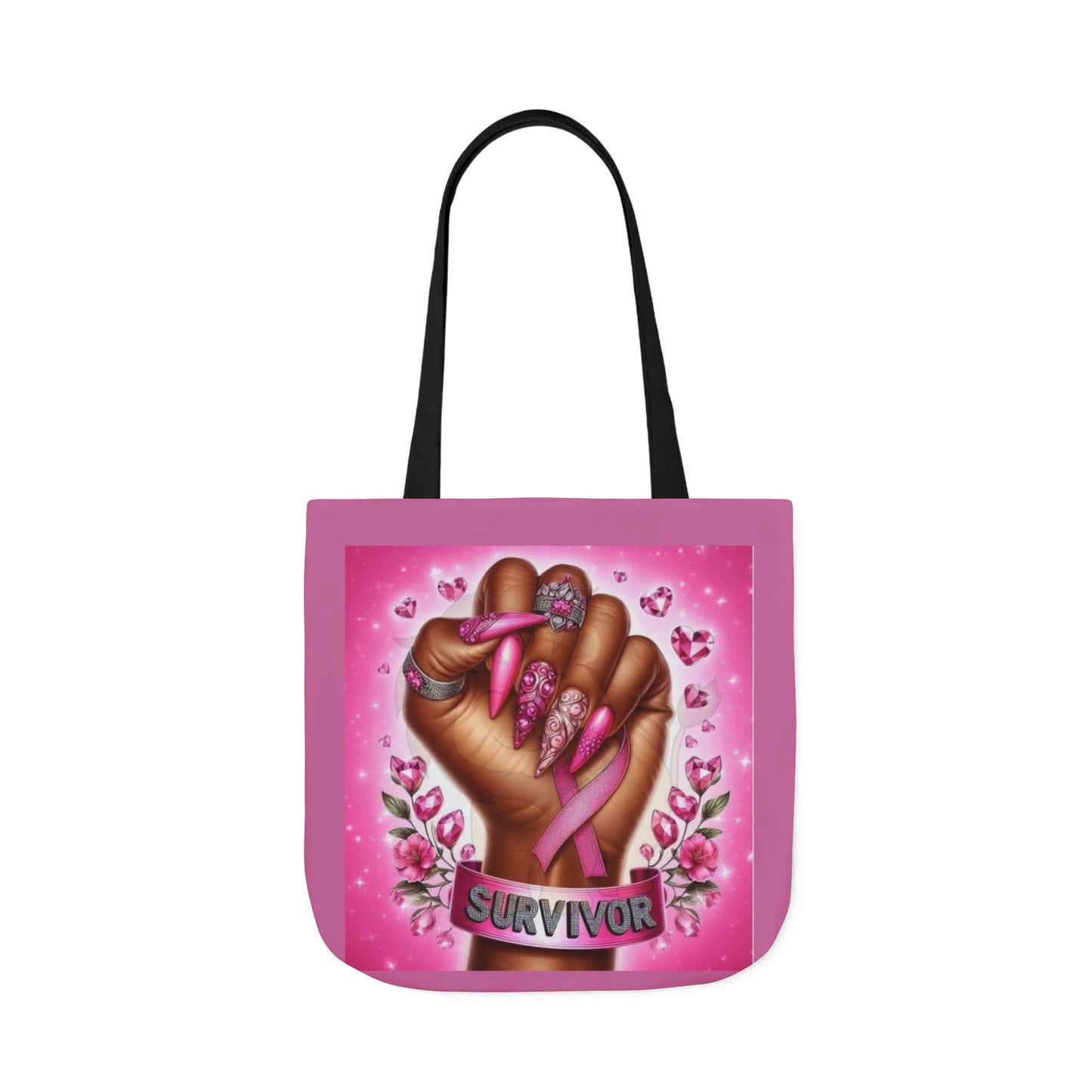 Breast Cancer Survivor Tote Bag  Pink Ribbon Empowerment Canvas Tote