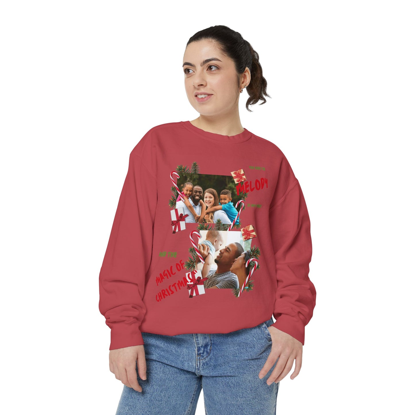 Personalized Christmas Photo Sweatshirt – “You Are the Melody” Holiday Crewneck