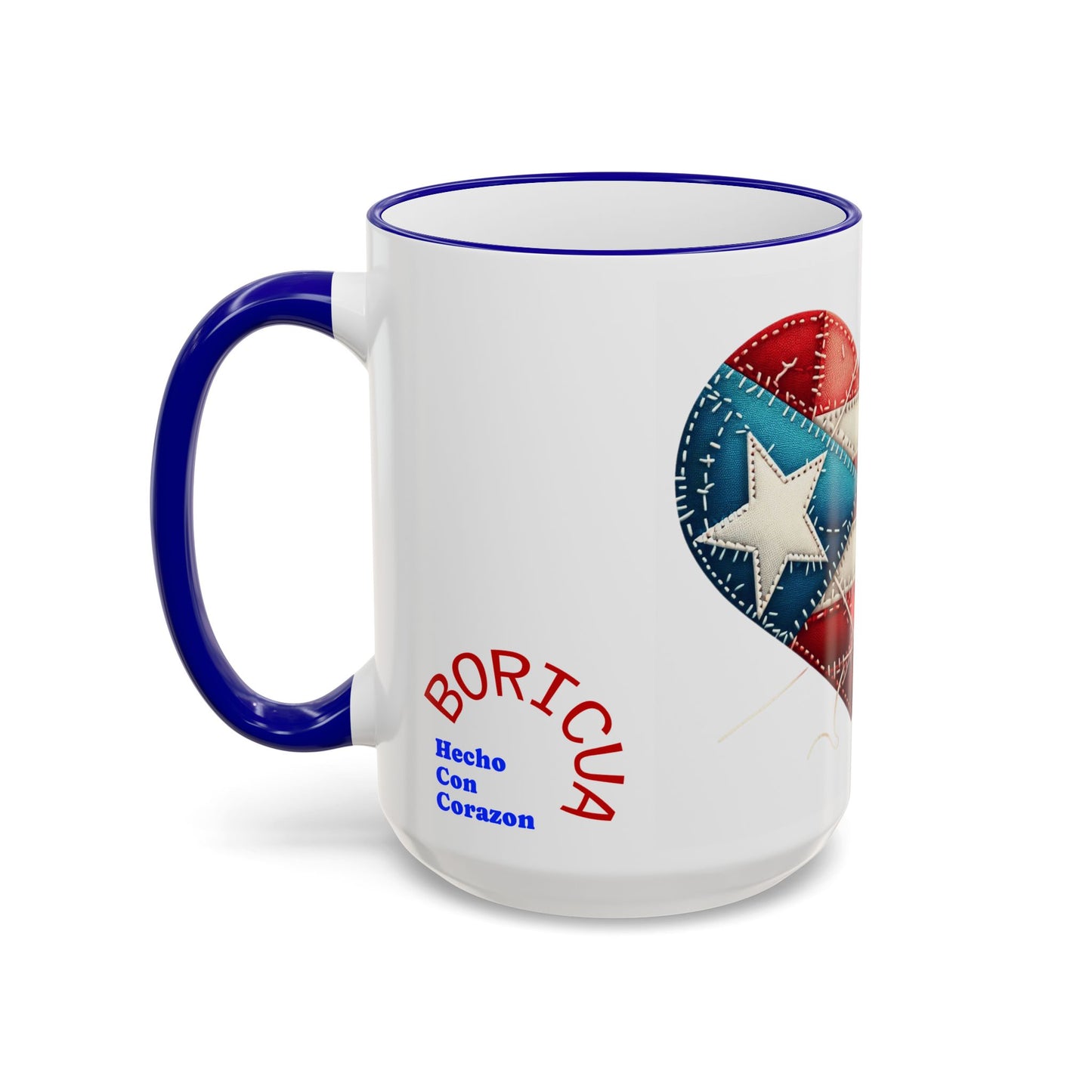 Puerto Rico Flag Heart Accent Rim Mug — Patriotic Coffee Cup (11oz/15oz)