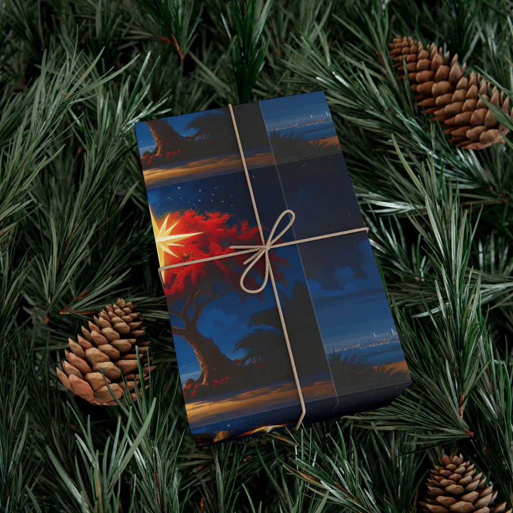 Christmas Star Gift Wrap Paper Puerto Rico Wrapping Paper Cultural Gift Wrap | Boricua Heritage Design | Holiday & Celebration Gift Packaging