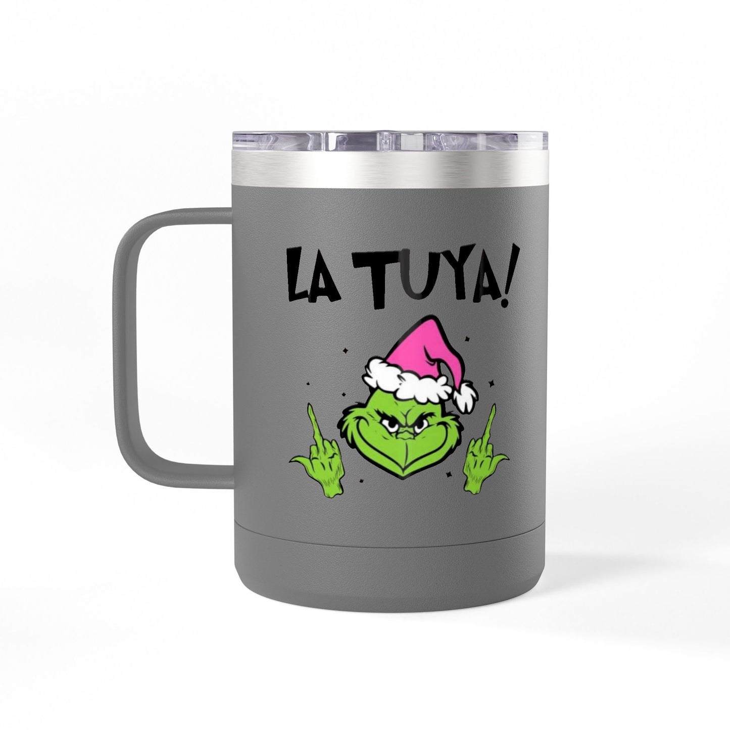 Holiday Grinch Coffee Mug Tumbler - 15oz Vaso / Taza de Acero Inoxidable – Diseño Navideño