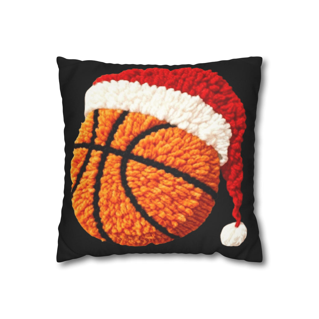 Basketball Christmas Pillowcase — Faux Suede Square Throw Pillow Cover
