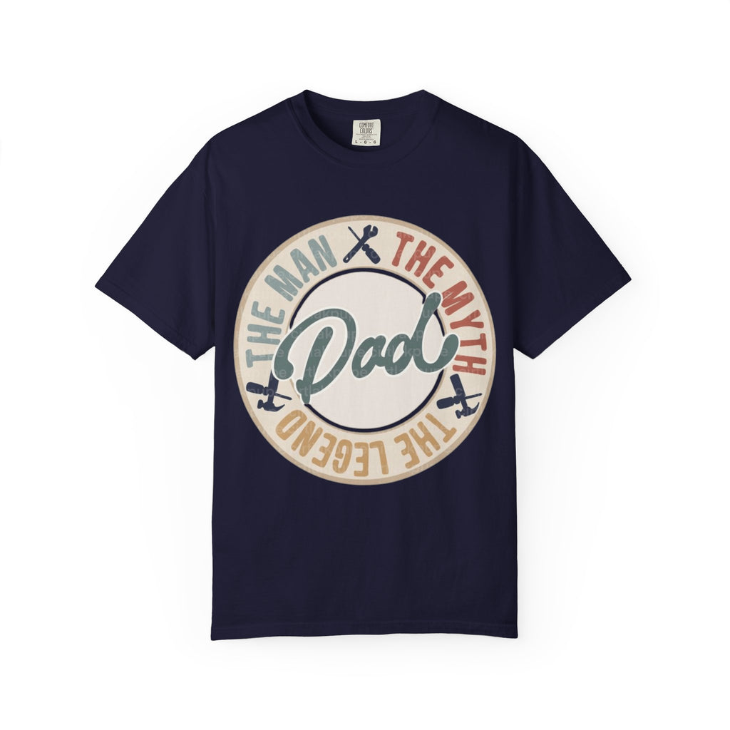 Dad Retro Badge T-Shirt — “Dad: The Man, The Myth, The Legend” Father’s Day Tee