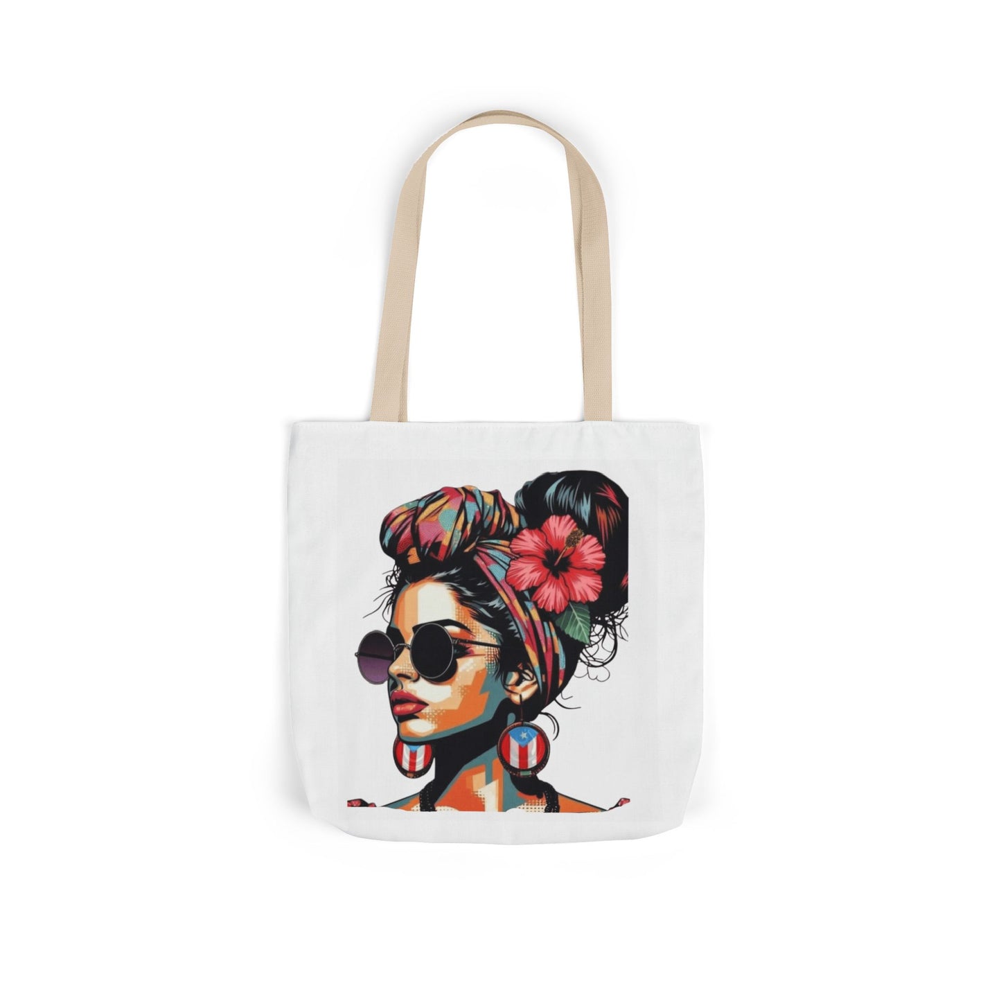 Carry Your Culture – Puerto Rican Pride in Every Step Chic Canvas Tote Bag - Stylish Floral Portrait, Trendy Beach Carryall, Mother's Day Gift, Everyday Shopper, Art Lovers Essential