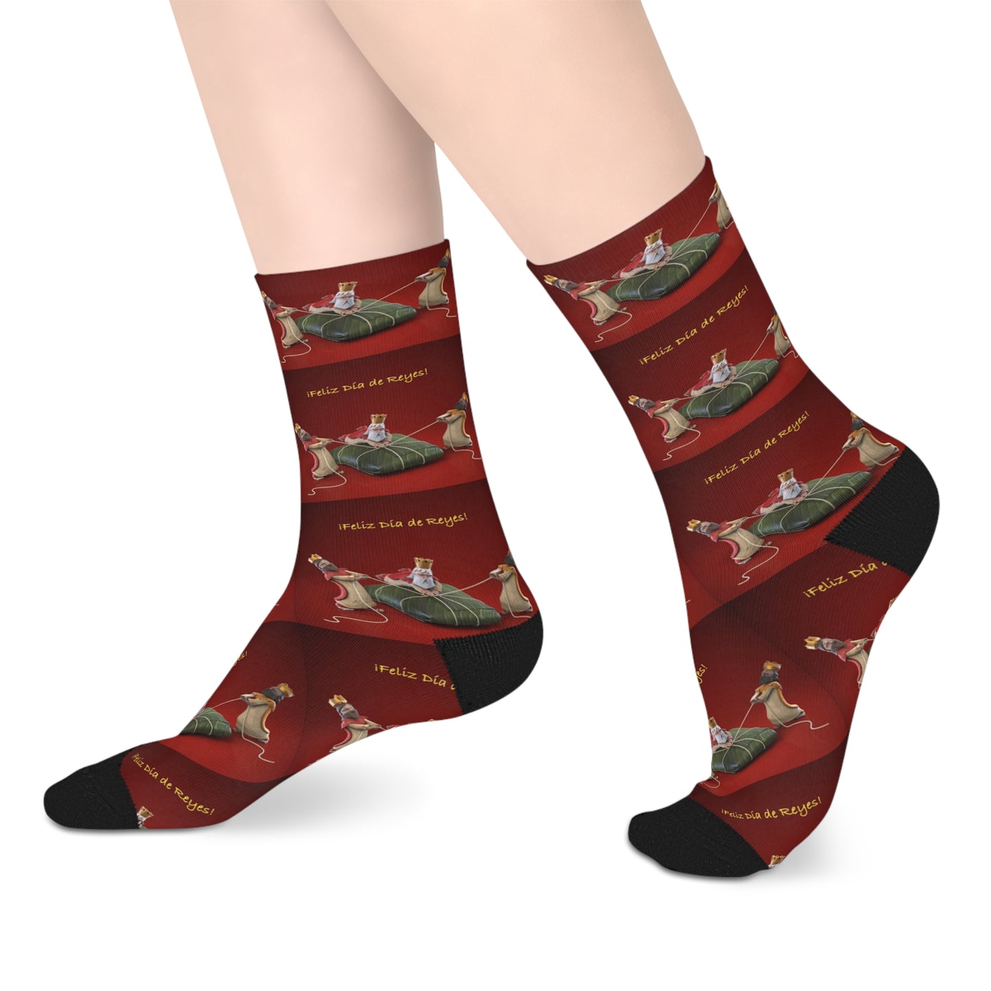 Navidades en Puerto Rico con Pasteles Christmas Dachshund Socks  Red Holiday Mid‑Calf Dog Pattern