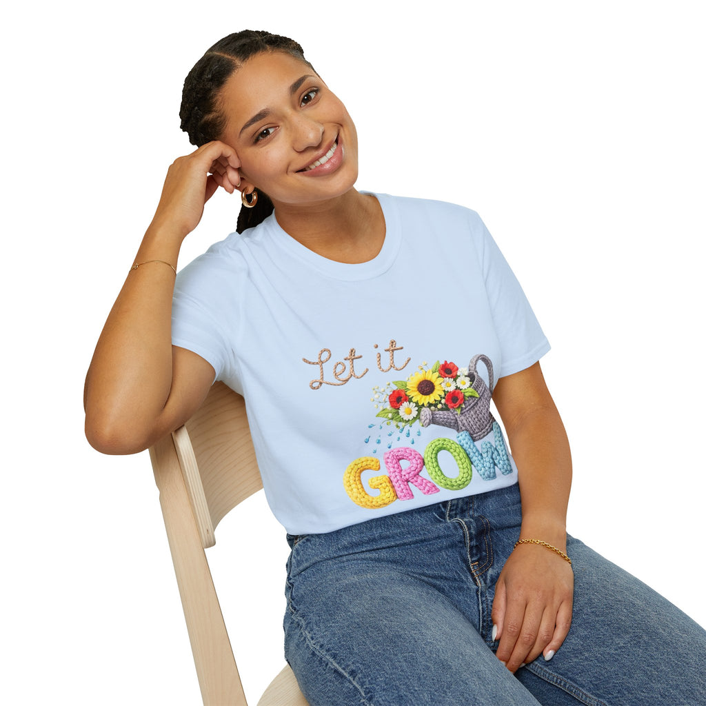 Let It Grow T-Shirt — Floral Watering Can Garden Tee