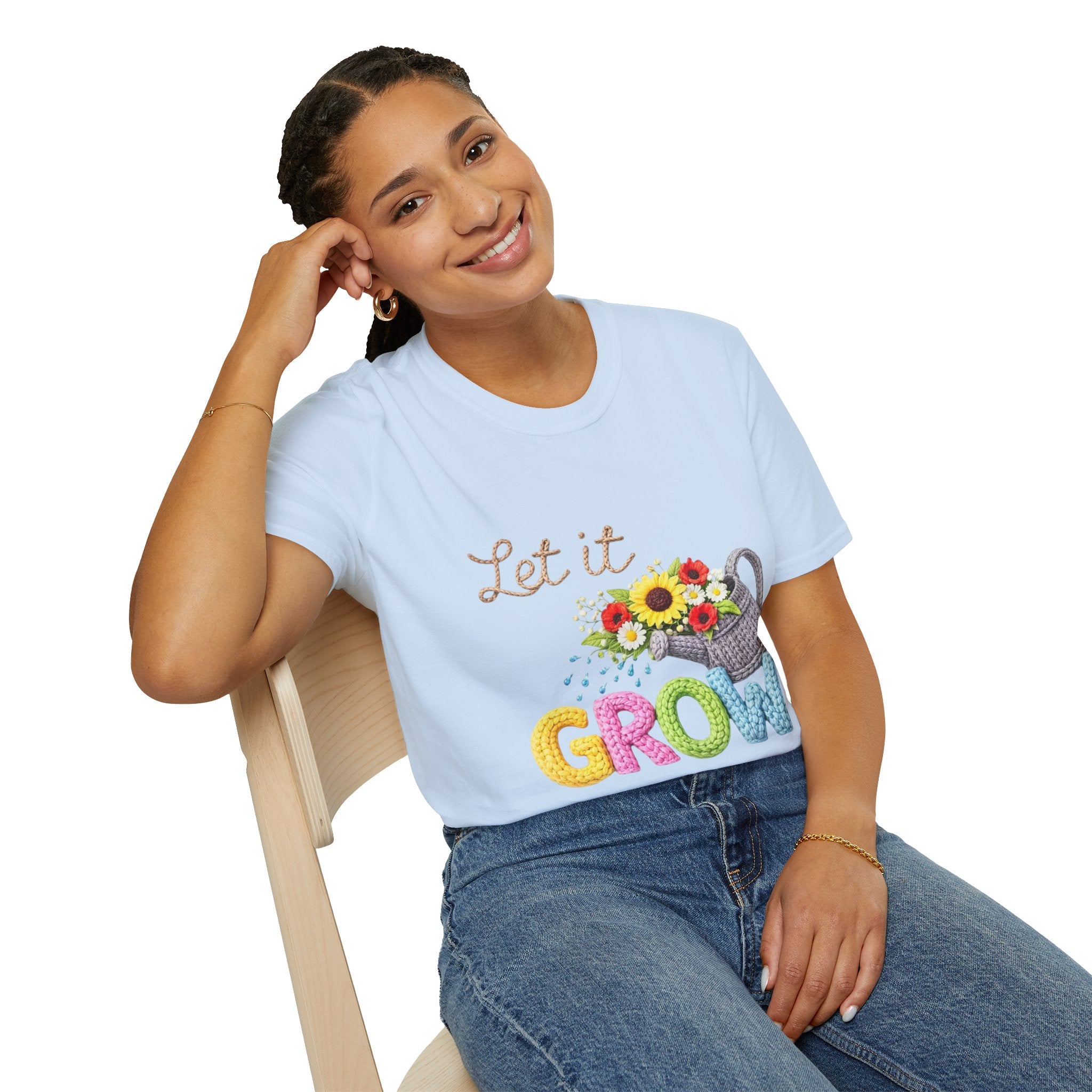 Let It Grow T-Shirt — Floral Watering Can Garden Tee