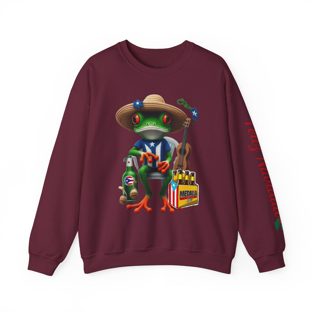 Frog Coqui Crewneck Sweatshirt – Coquito y Medalla Puerto Rican Vibes