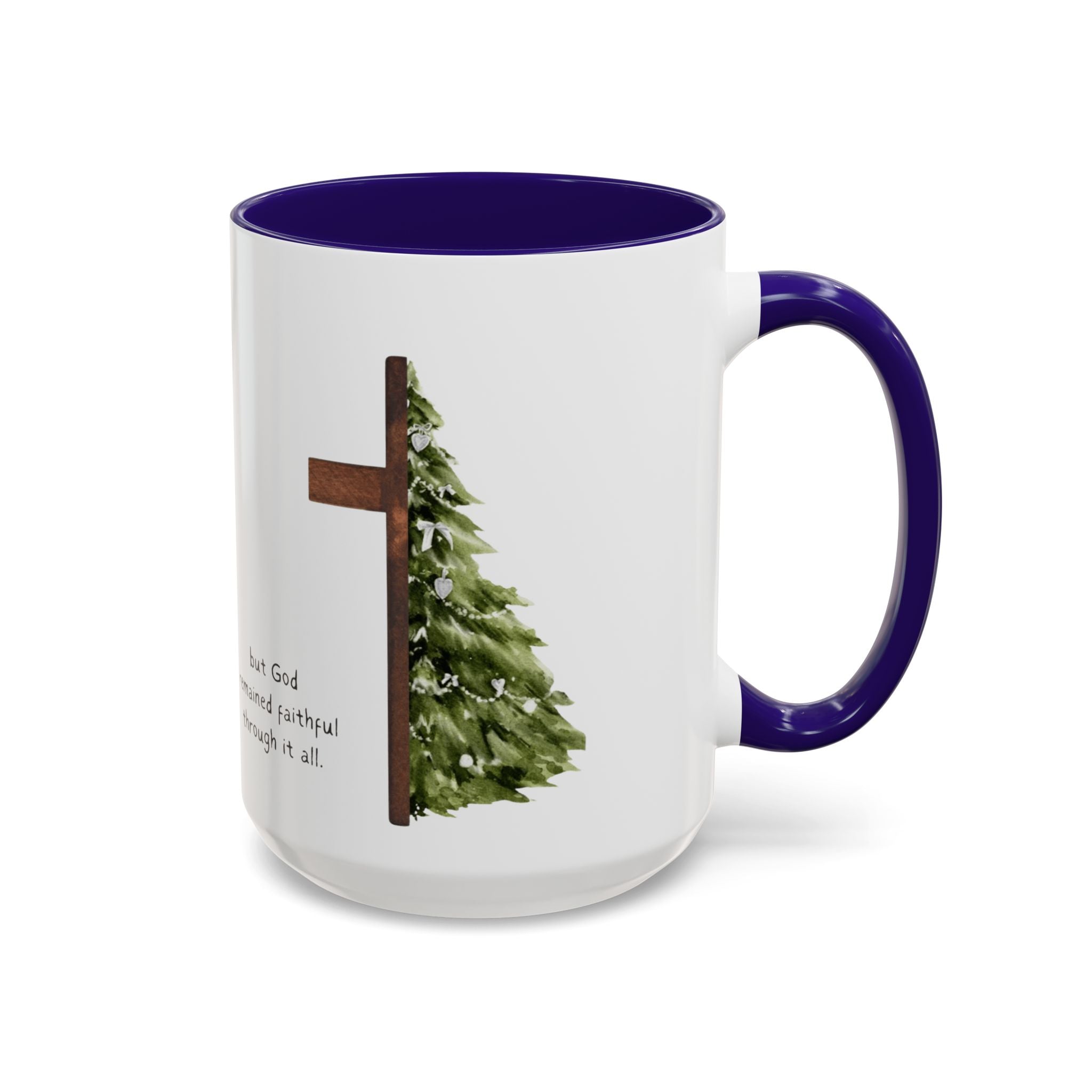 Christian Cross & Pine Tree Mug — Faith Reminder Coffee Cup (11oz/15oz)