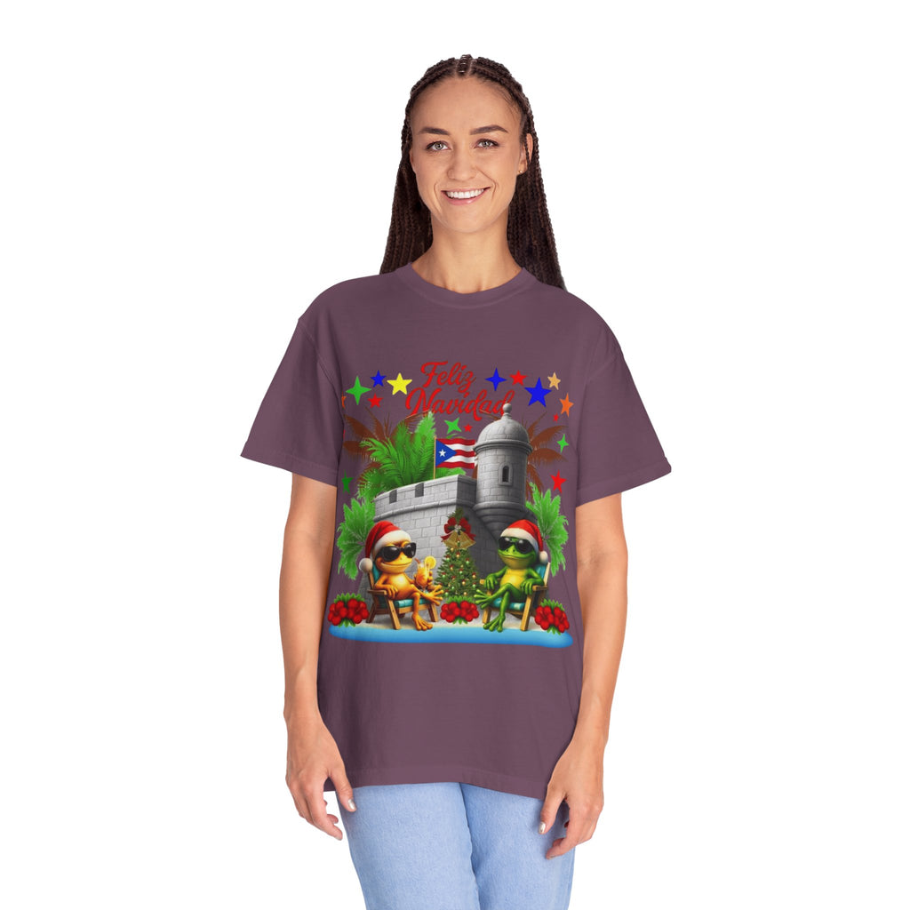 Feliz Navidad Puerto Rico T-Shirt  Castillo & Coquí Holiday Tee Puerto Rico Navidades