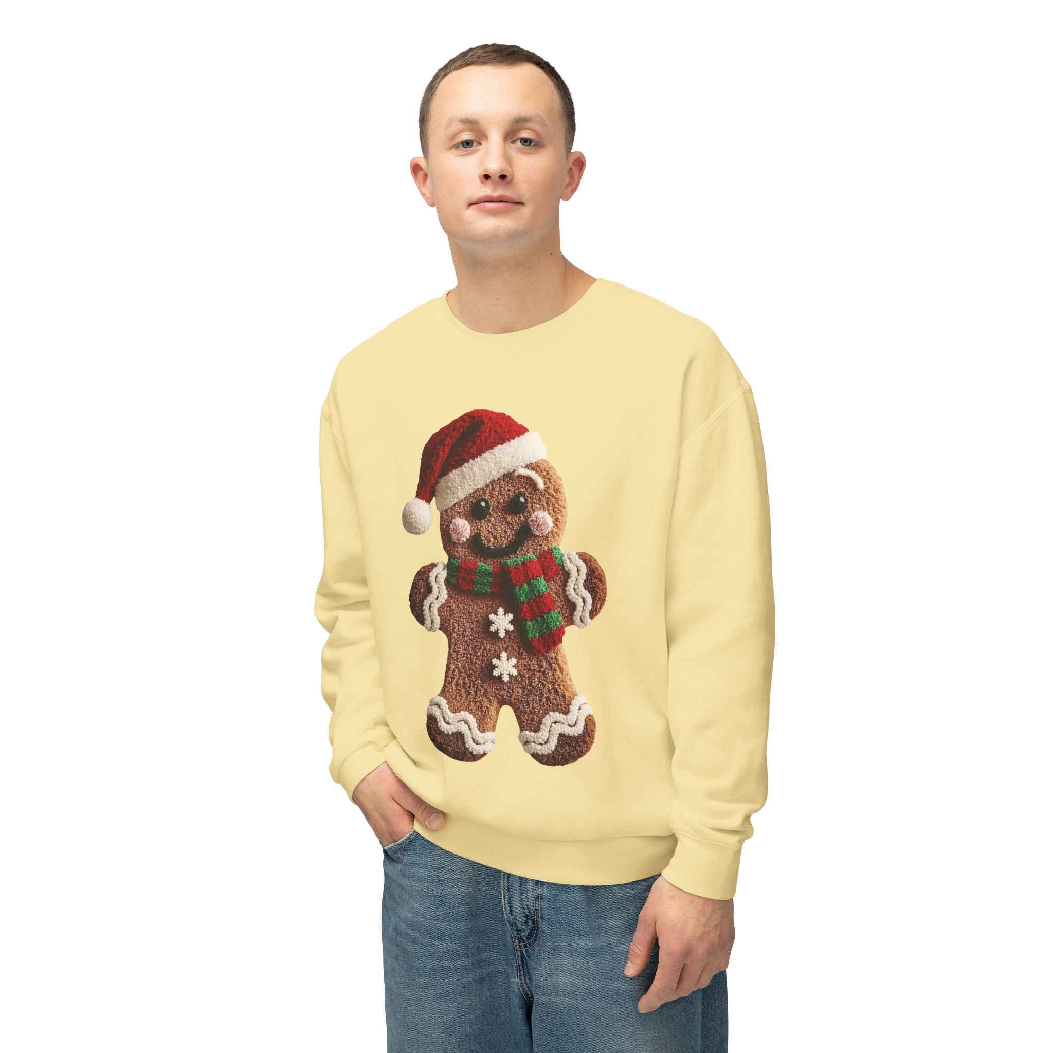 Gingerbread Cookie Christmas Sweatshirt – Cute Santa Hat & Scarf Holiday Crewneck