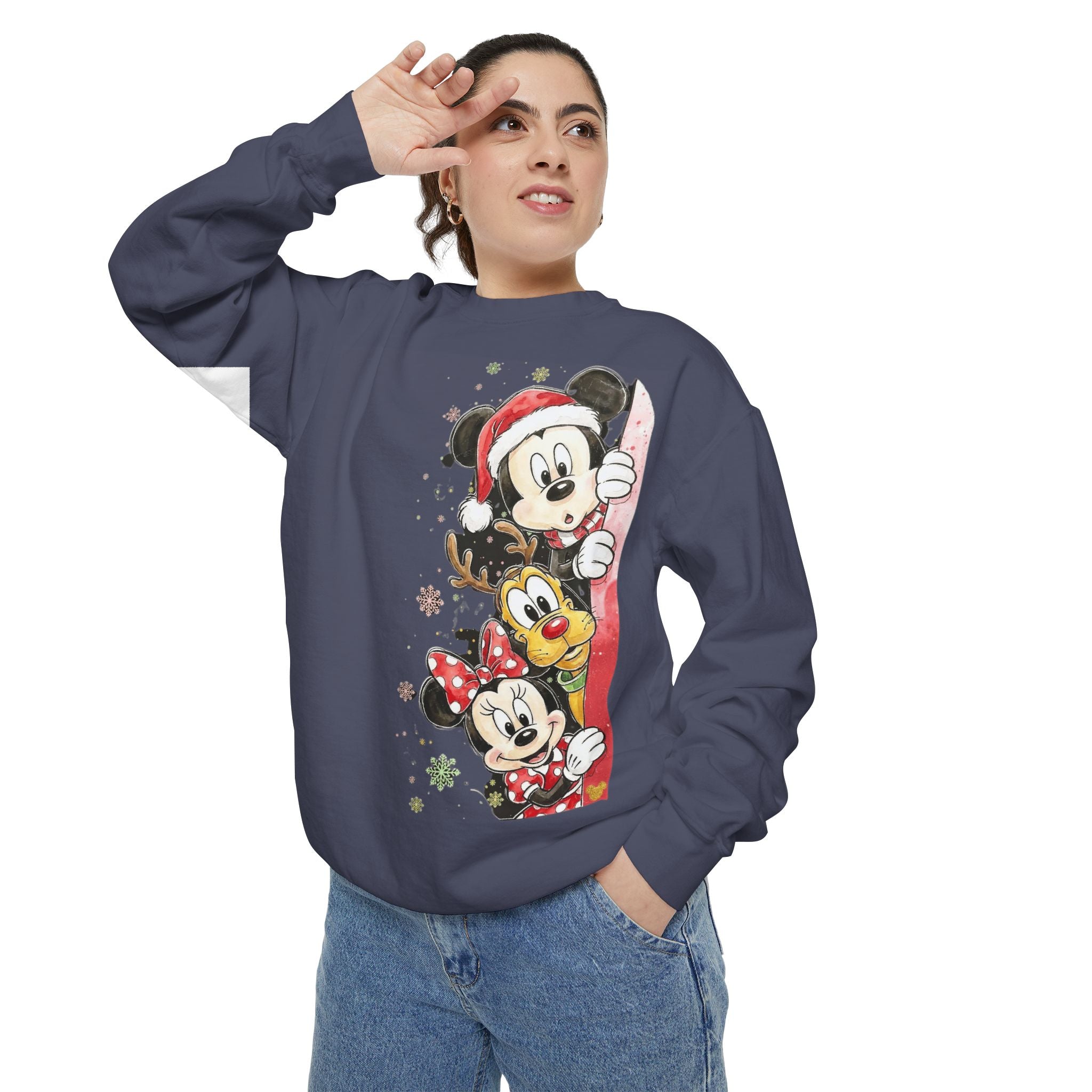Christmas Disney Characters Sweatshirt  Mickey, Minnie & Pluto Holiday Crew Cartoon Christmas T-shirts and Sweaters