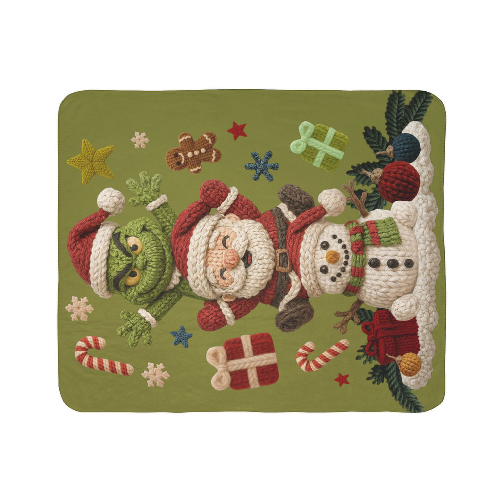 Magical Christmas Cartoon Blanket Grinch Santa Snowman Sherpa Blanket  Cozy Christmas Fleece Throw