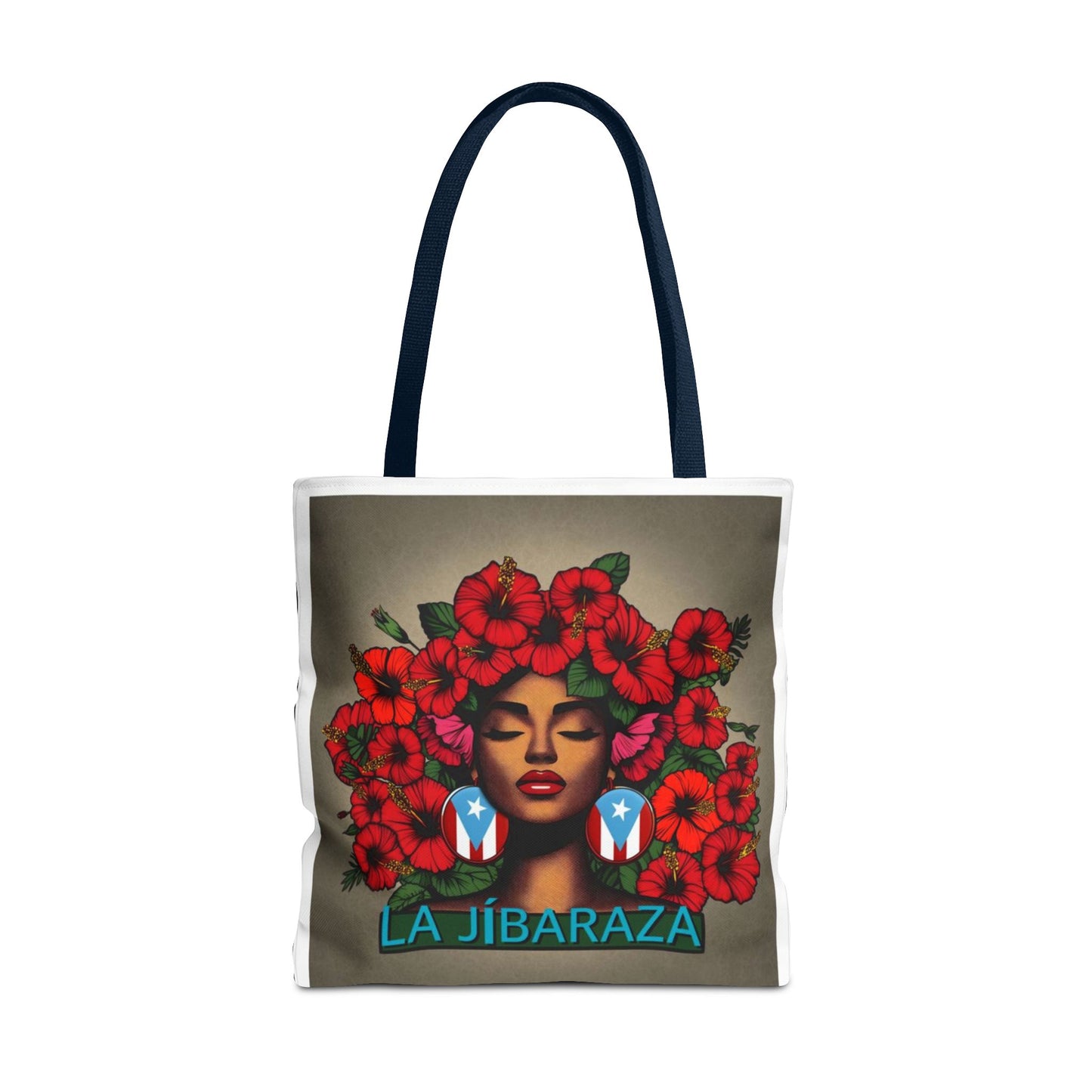 La Jíbara Tote Bag — Puerto Rican Floral Portrait Canvas Tote Puerto Rico Christmas Tote