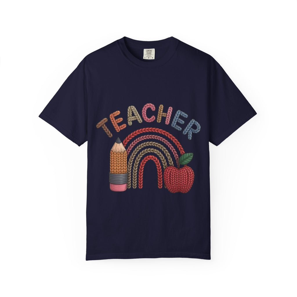 Teacher Rainbow Pencil & Apple T-Shirt — Back-to-School Gift for Educators