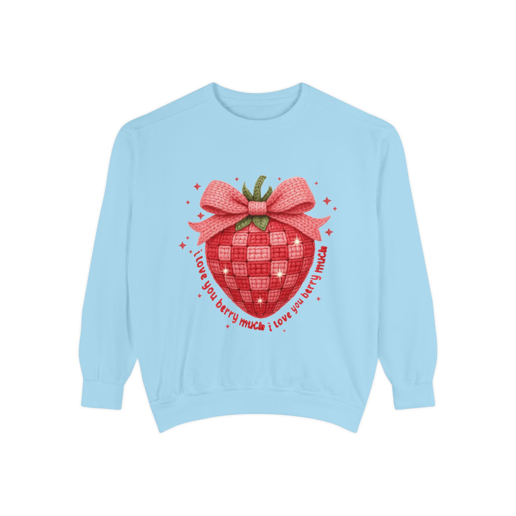 Strawberry Bow Sweatshirt  "I Love You Berry Much" Cute Valentine Pullover