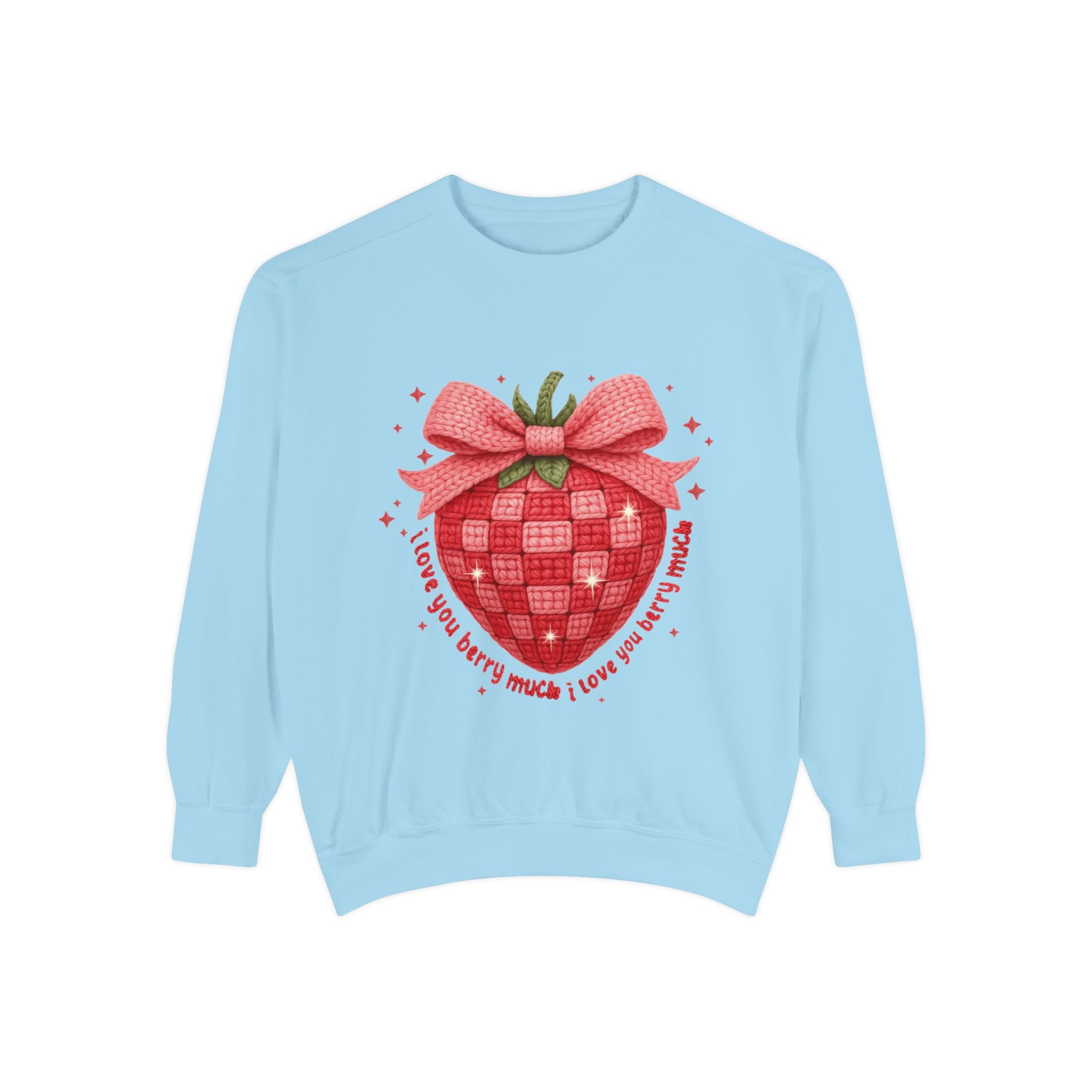 Strawberry Bow Sweatshirt  "I Love You Berry Much" Cute Valentine Pullover