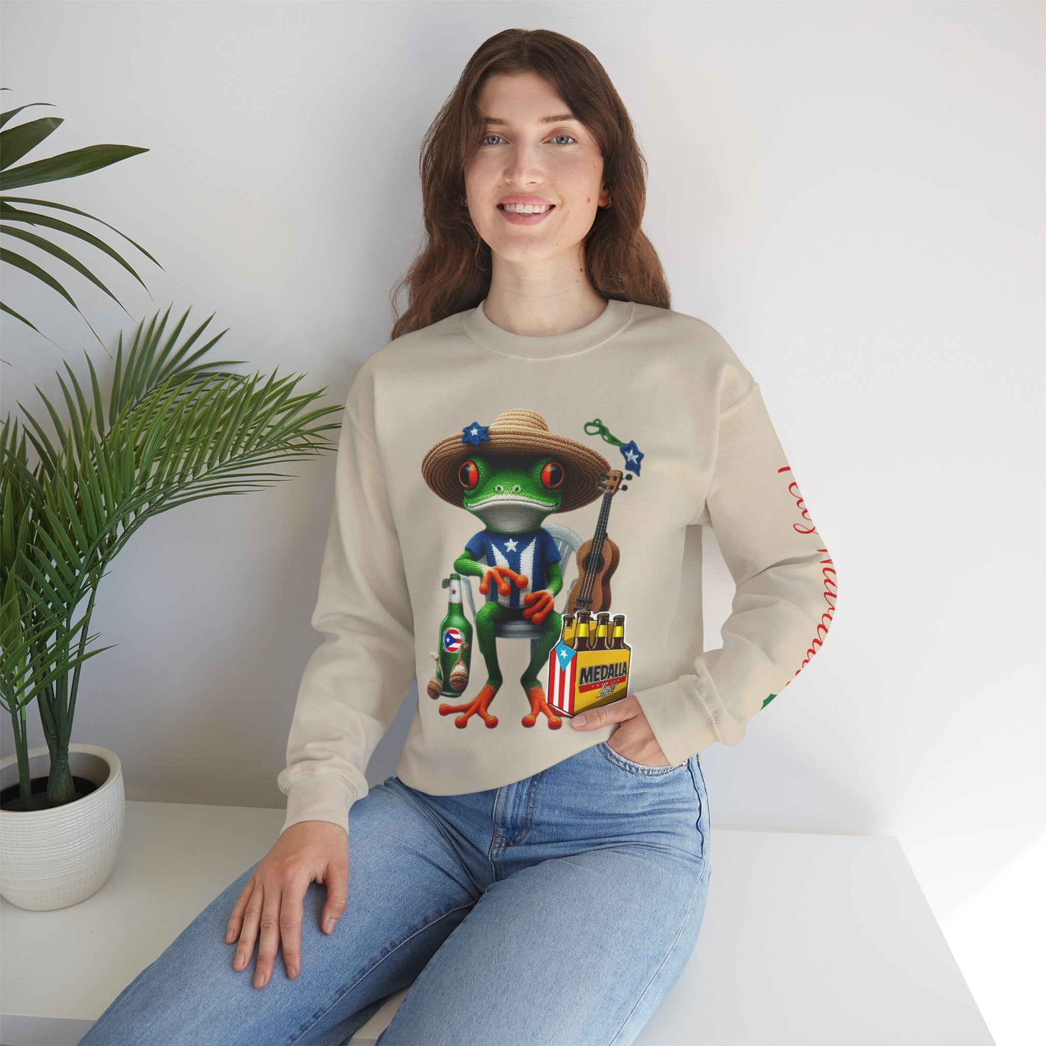 Frog Coqui Crewneck Sweatshirt – Coquito y Medalla Puerto Rican Vibes