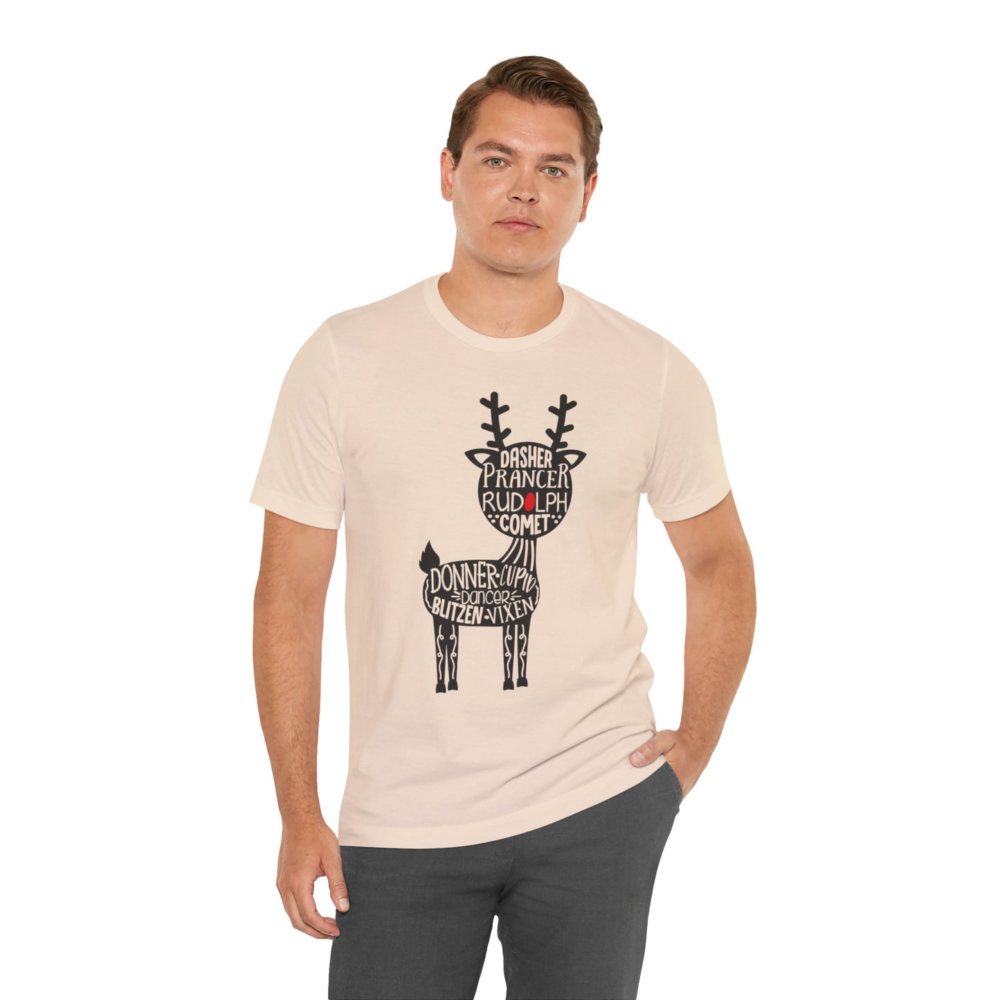 Christmas Reindeer Graphic Tee - Unisex Jersey Short Sleeve Shirt