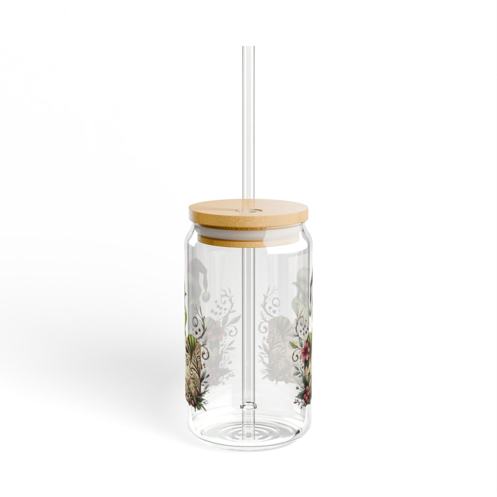 Christmas Design Whimsical Grinch Sipper Glass - 16oz with Bamboo Lid