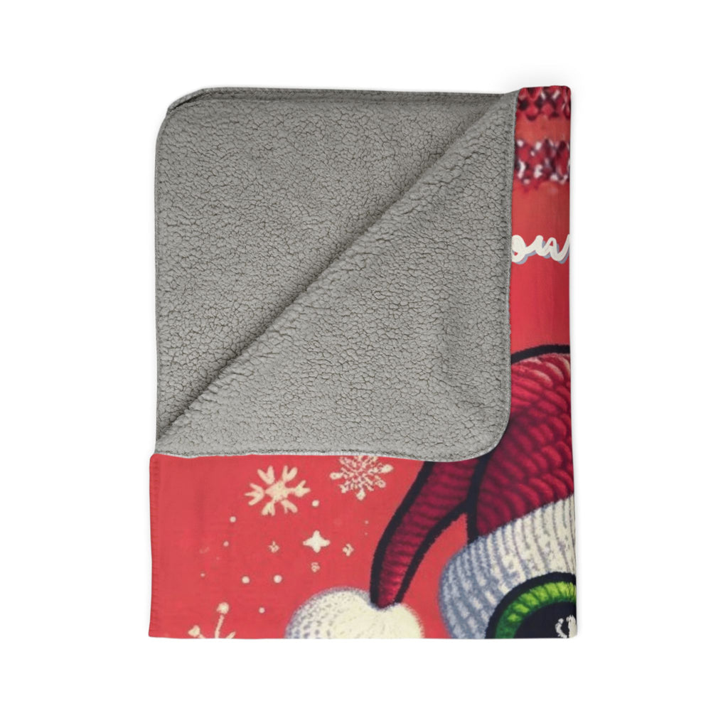 Puerto Rico Design Blanket Christmas Frog Sherpa Blanket – Holiday Cozy Throw with 'Wishing You a Joyful Christmas' Design