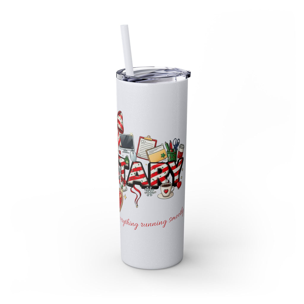 Christmas mug for the office team who keeps everything running smoothly. Candy Cane Christmas Office Secret Santa Design, 20oz with Straw