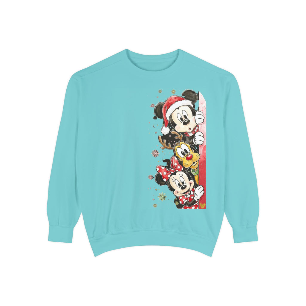 Christmas Disney Characters Sweatshirt  Mickey, Minnie & Pluto Holiday Crew Cartoon Christmas T-shirts and Sweaters