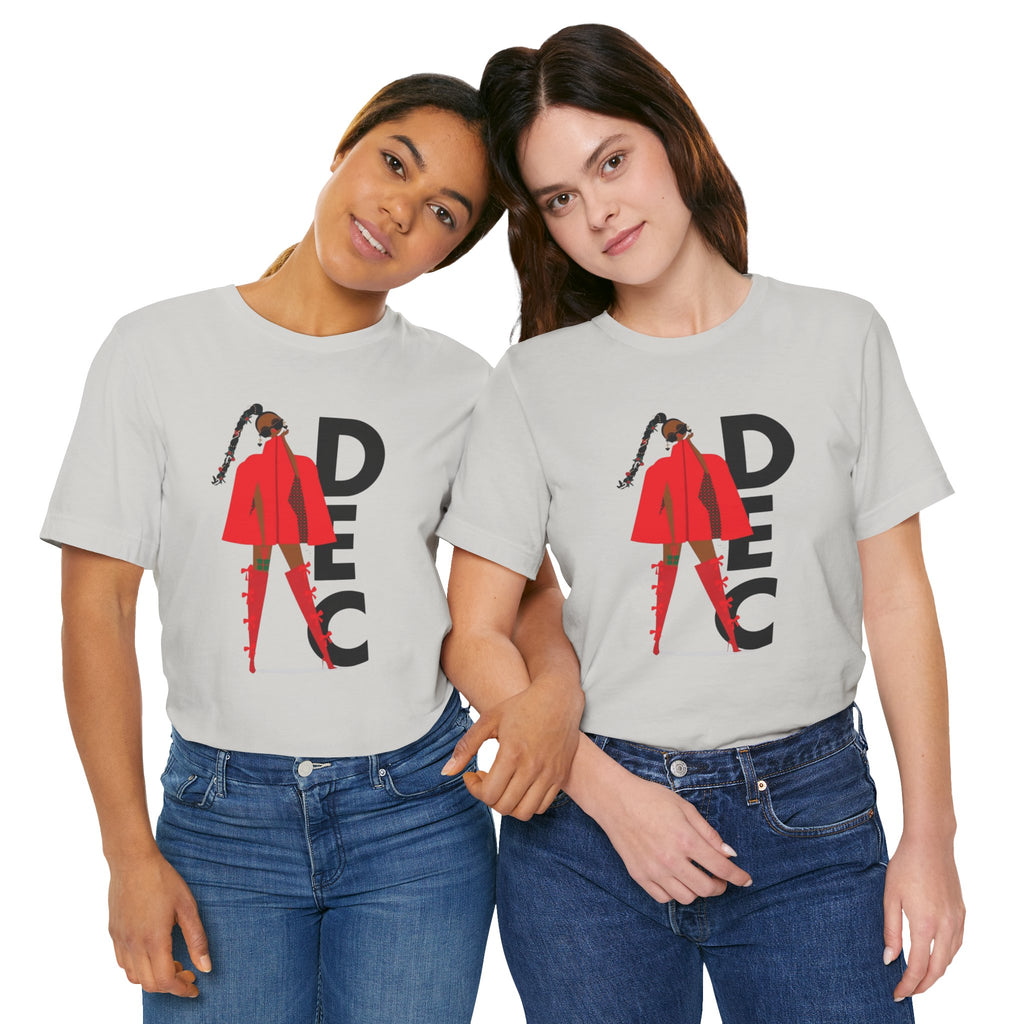 December Fashion Tee  Red Coat Model Graphic Shirt