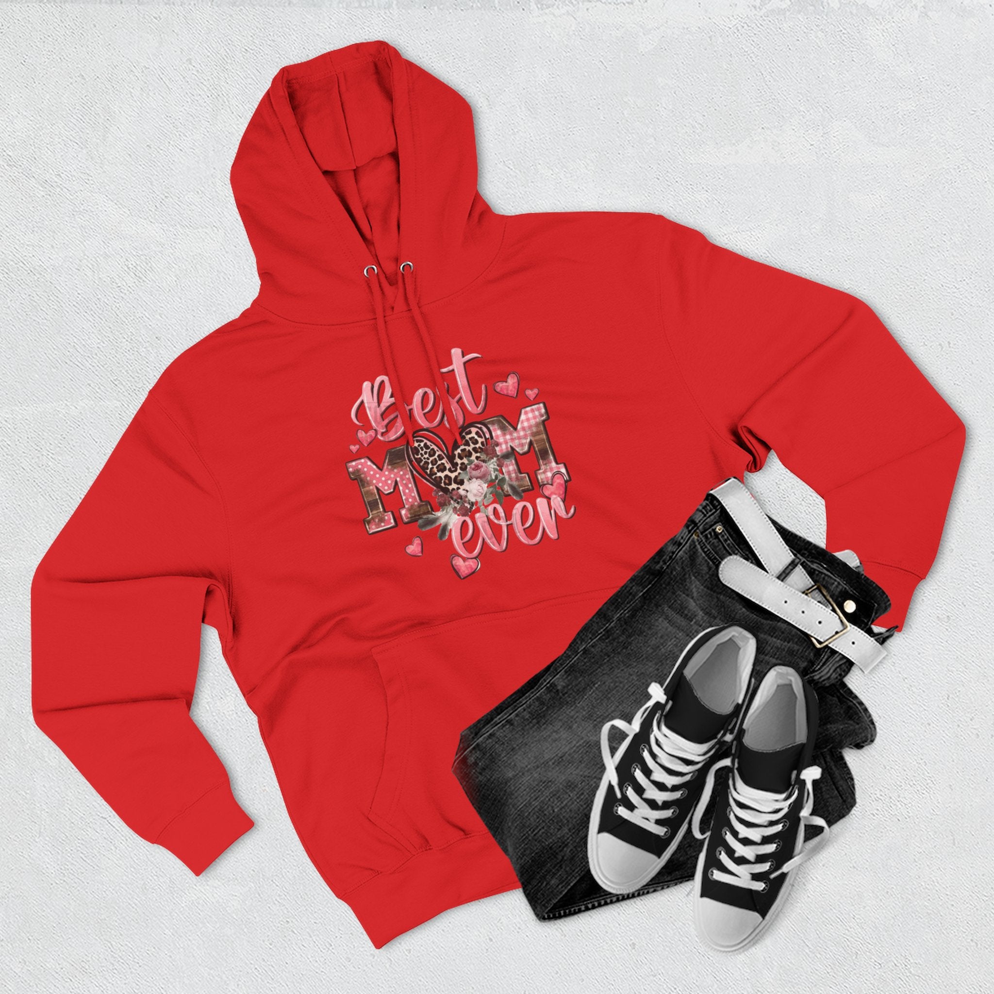 Best Mom Ever Hoodie  Leopard Heart Mother's Day Pullover