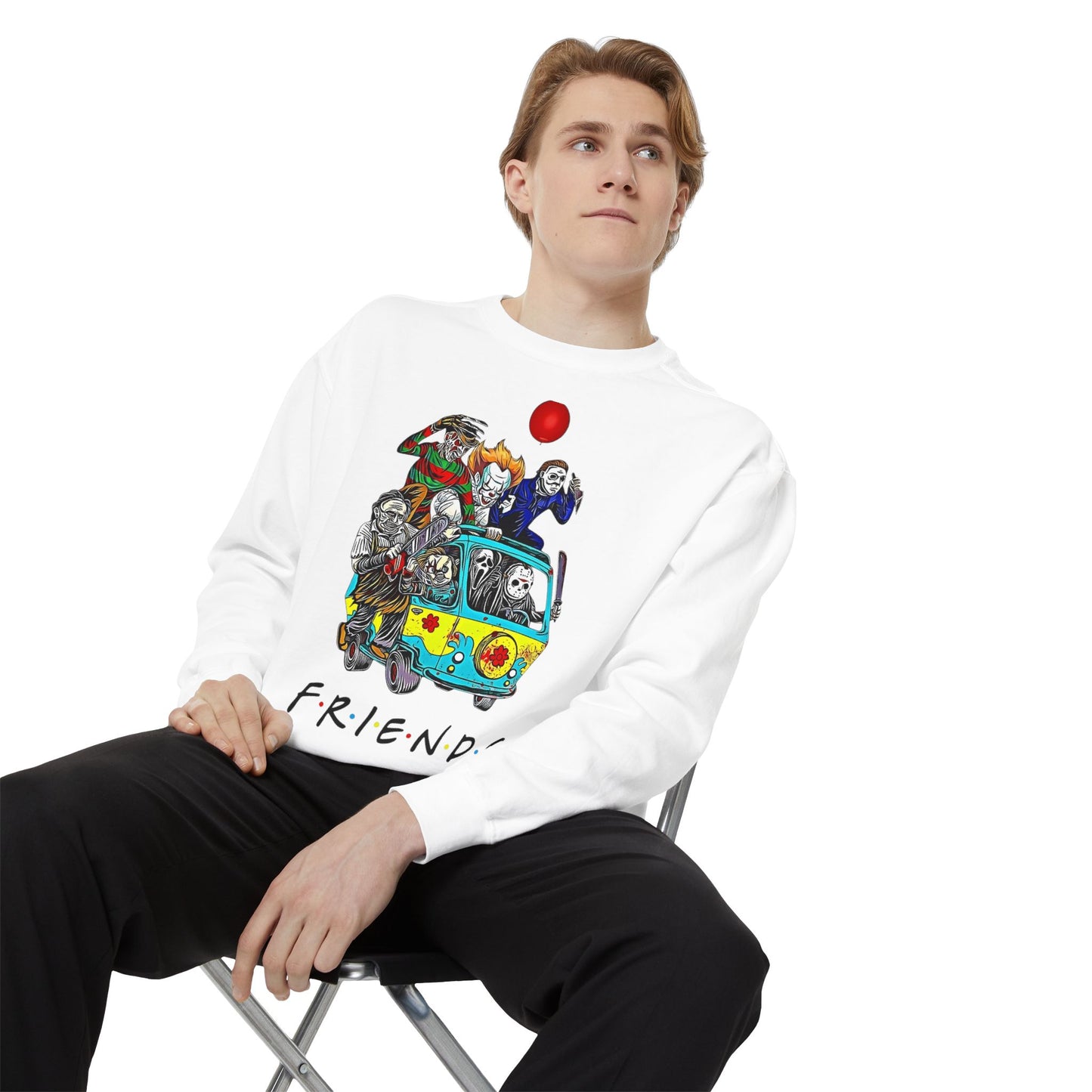 Friends-Inspired Unisex Garment-Dyed Sweatshirt, Cozy Casual Wear, Unique Graphic Sweatshirt, Perfect Gift, Everyday Style