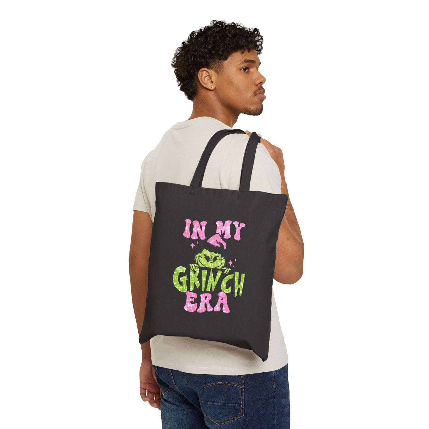 Grinch Era Cotton Canvas Tote Bag | Fun Holiday Shopping Bag