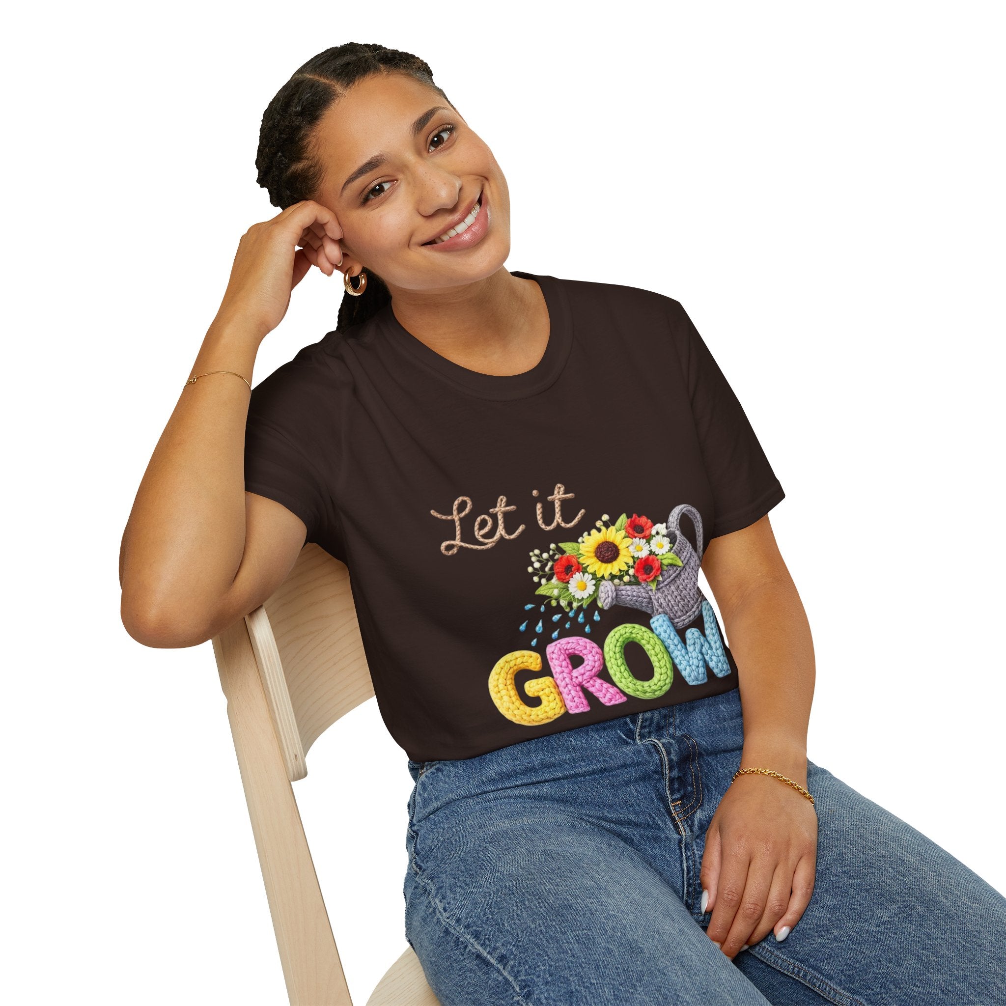 Let It Grow T-Shirt — Floral Watering Can Garden Tee