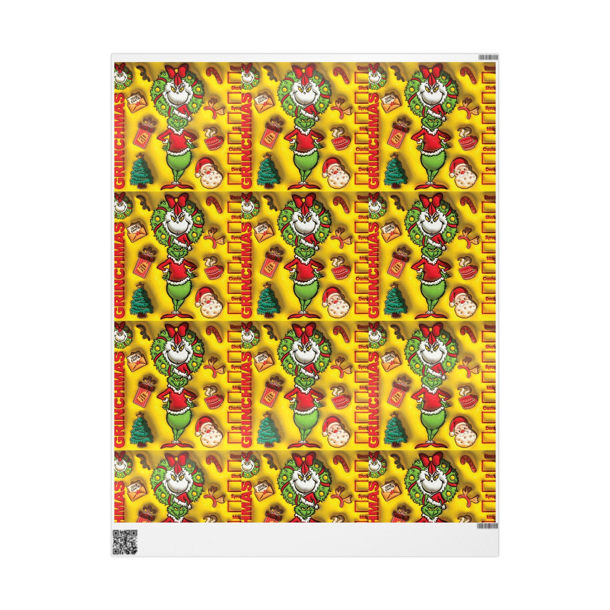 Christmas Wrapping Paper Roll – Retro Santa & Tree Holiday Gift Wrap Festive Wrapping Paper