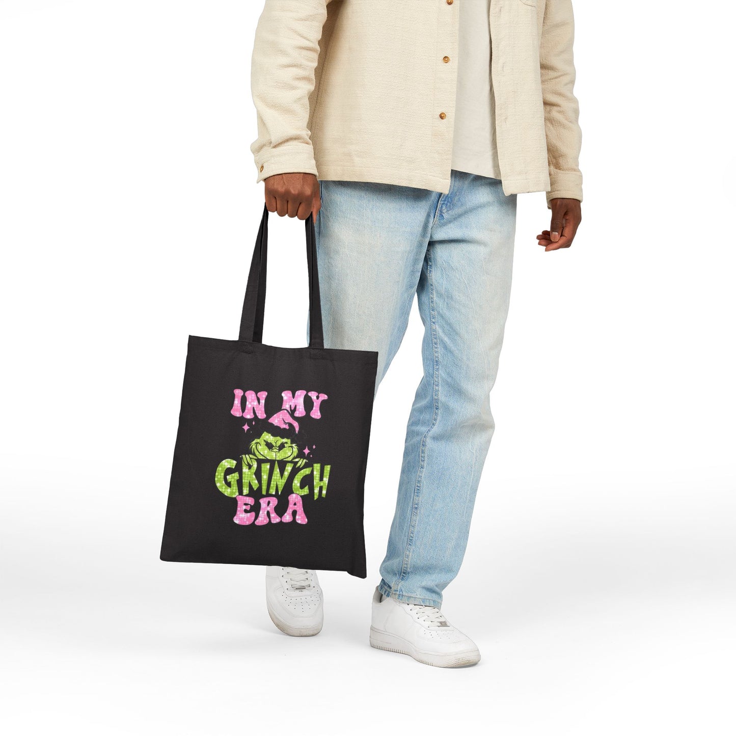 Grinch Era Cotton Canvas Tote Bag | Fun Holiday Shopping Bag